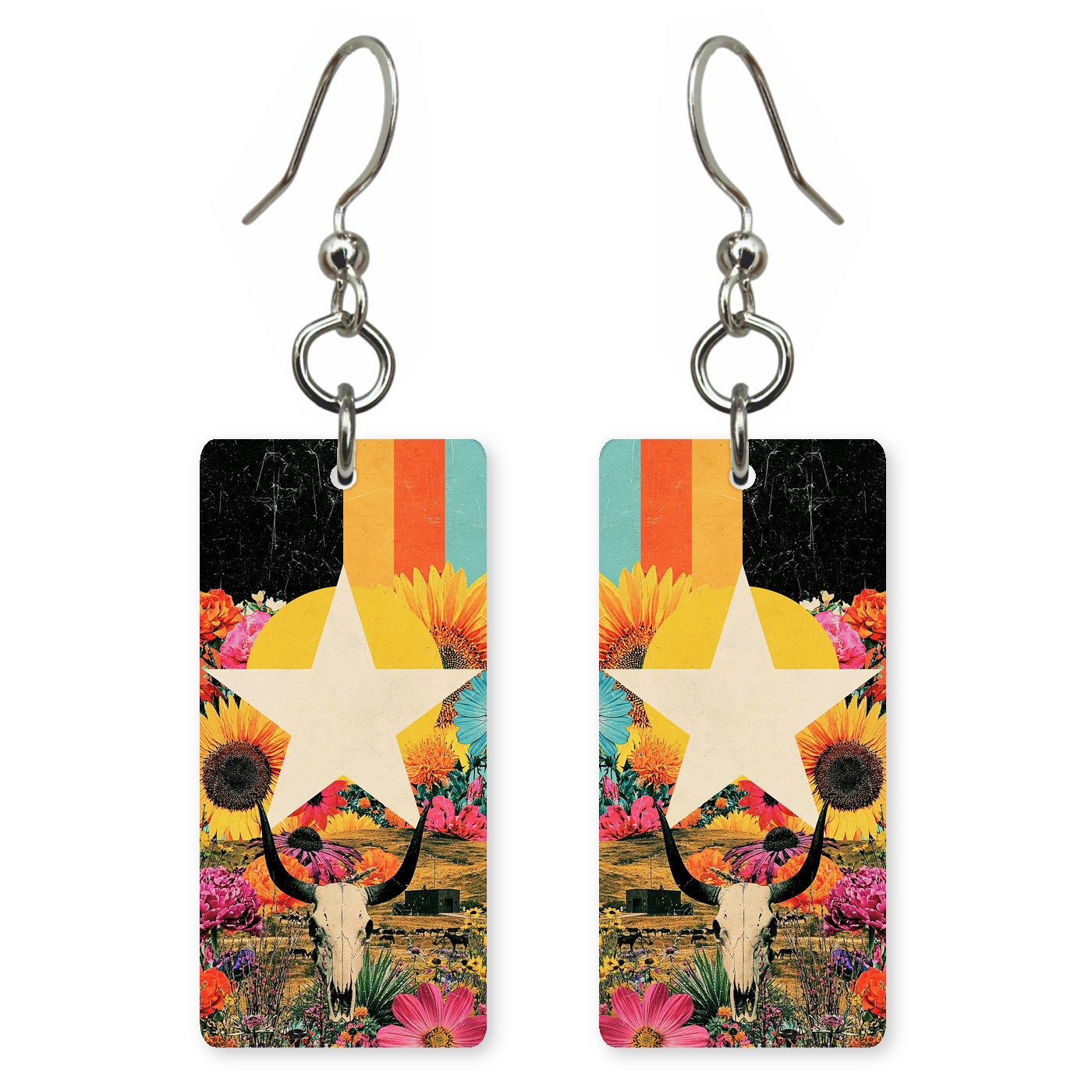 Texas Star Flag — She's Choosing earrings, shown as a pair
