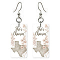 Script Logo — She's Choosing earrings, shown as a pair