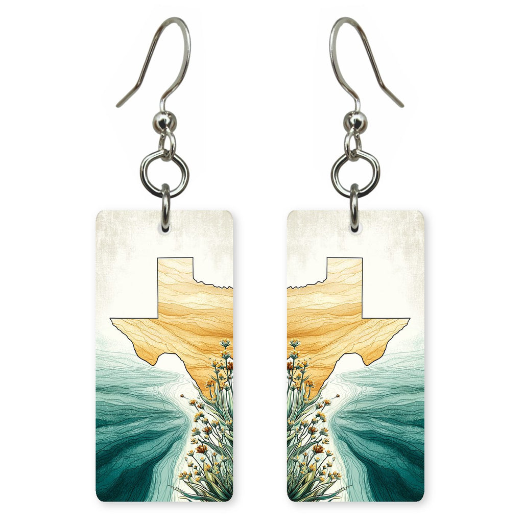 Texas Art — She's Choosing earrings, shown as a pair