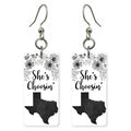 Script Logo — She's Choosing earrings, shown as a pair