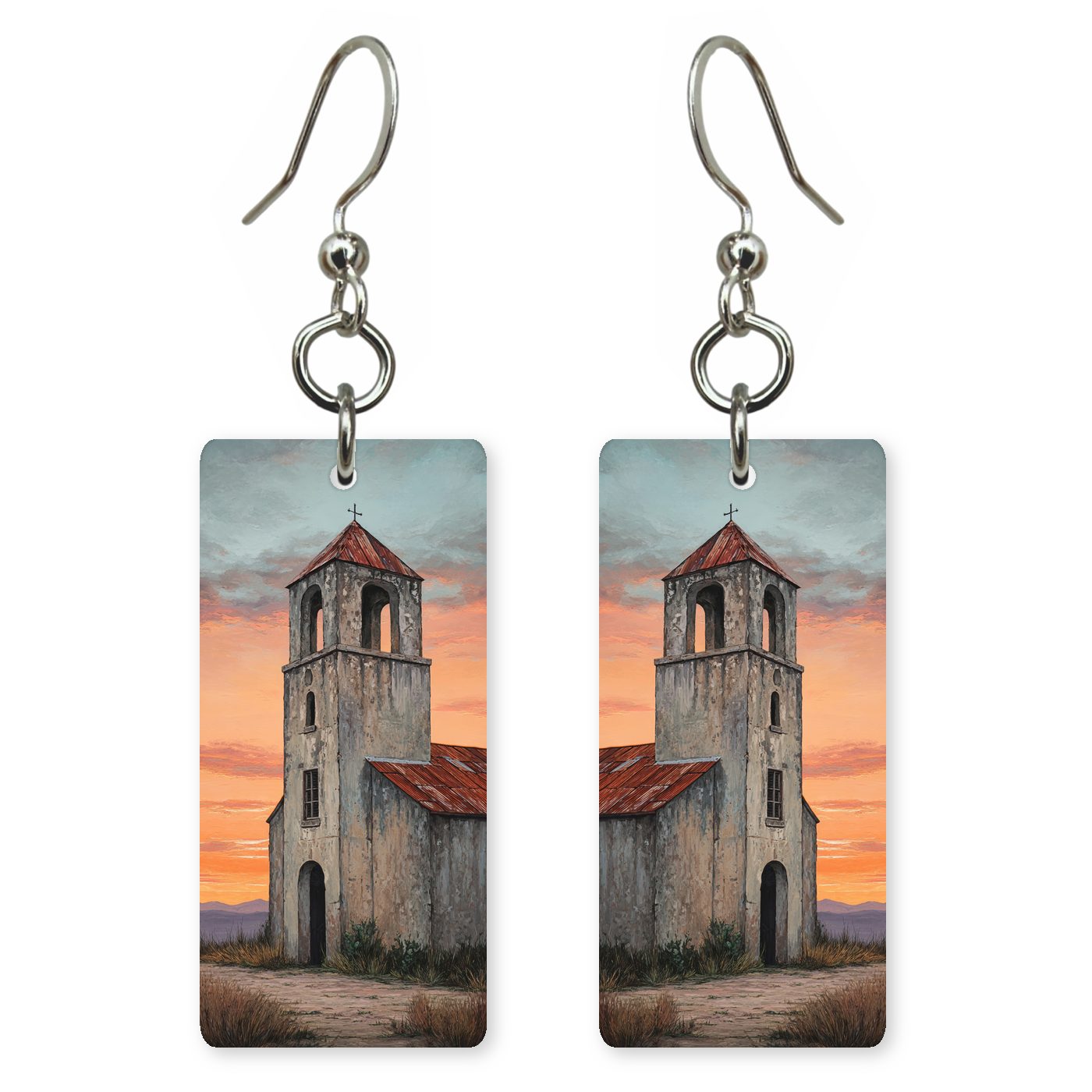Texas Art — She's Choosing earrings, shown as a pair