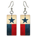 Texas Flag Art — She's Choosing earrings, shown as a pair