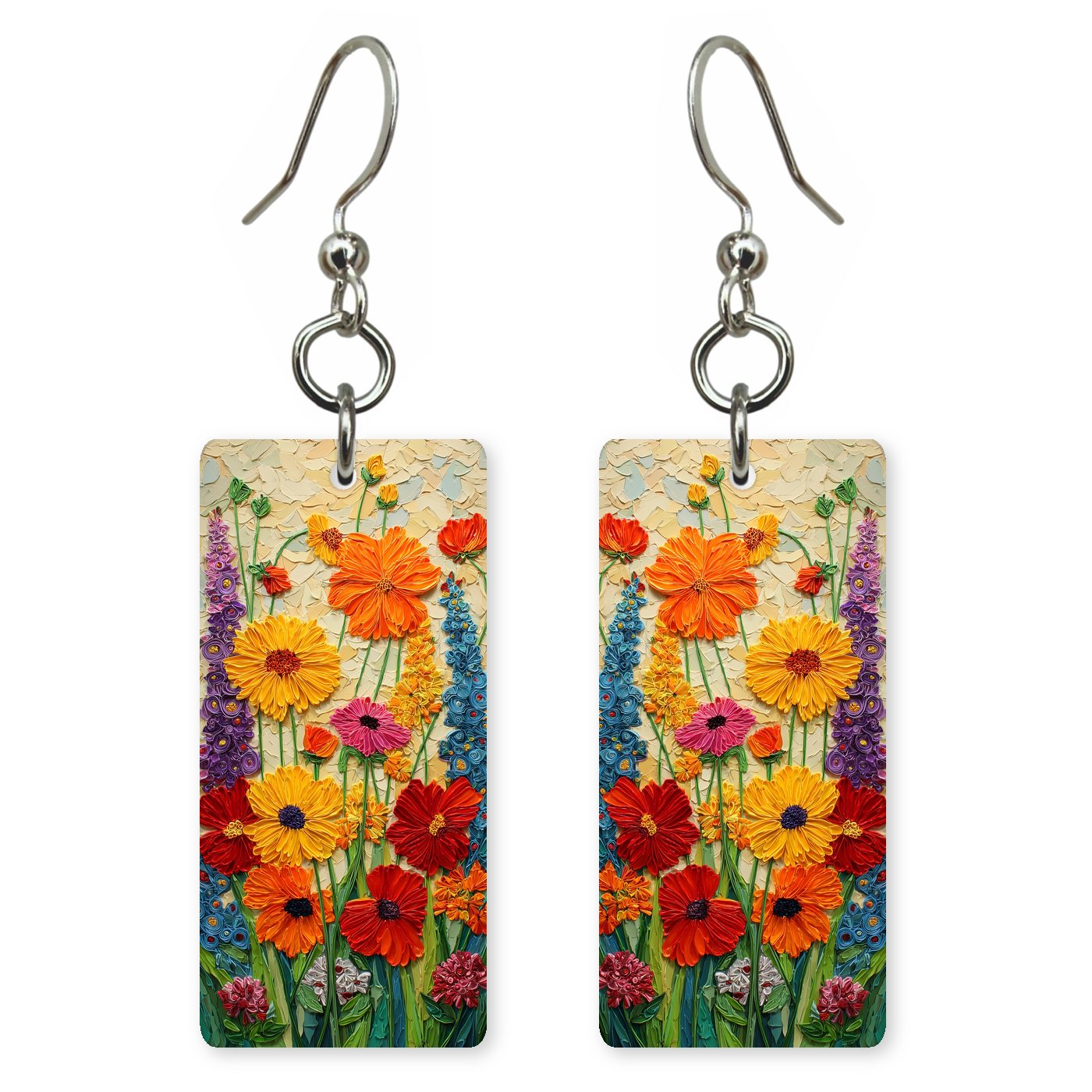 Texas Flower Art — She's Choosing earrings, shown as a pair