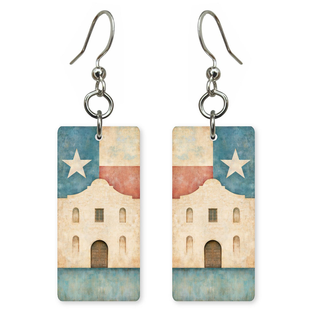 Texas Alamo Art — She's Choosing earrings, shown as a pair
