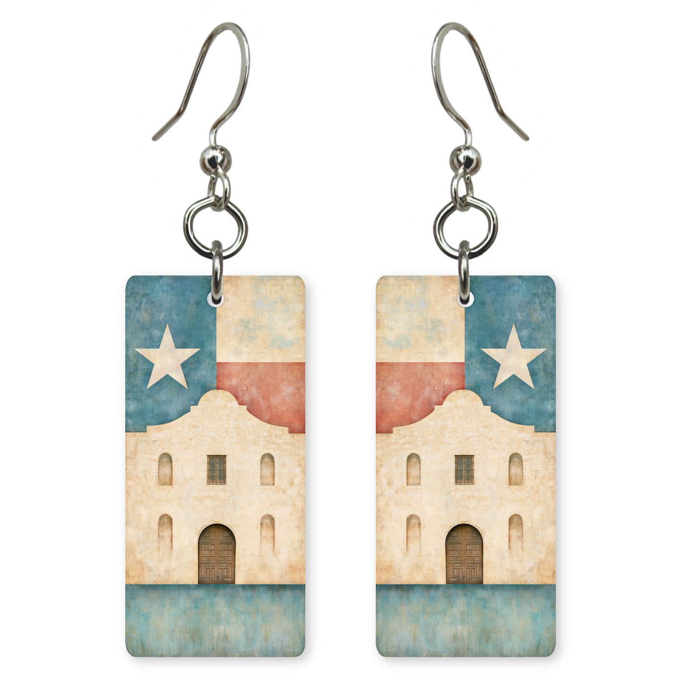 Texas Alamo Art — She's Choosing earrings, shown as a pair