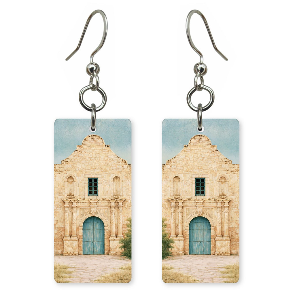 Texas Alamo Art — She's Choosing earrings, shown as a pair