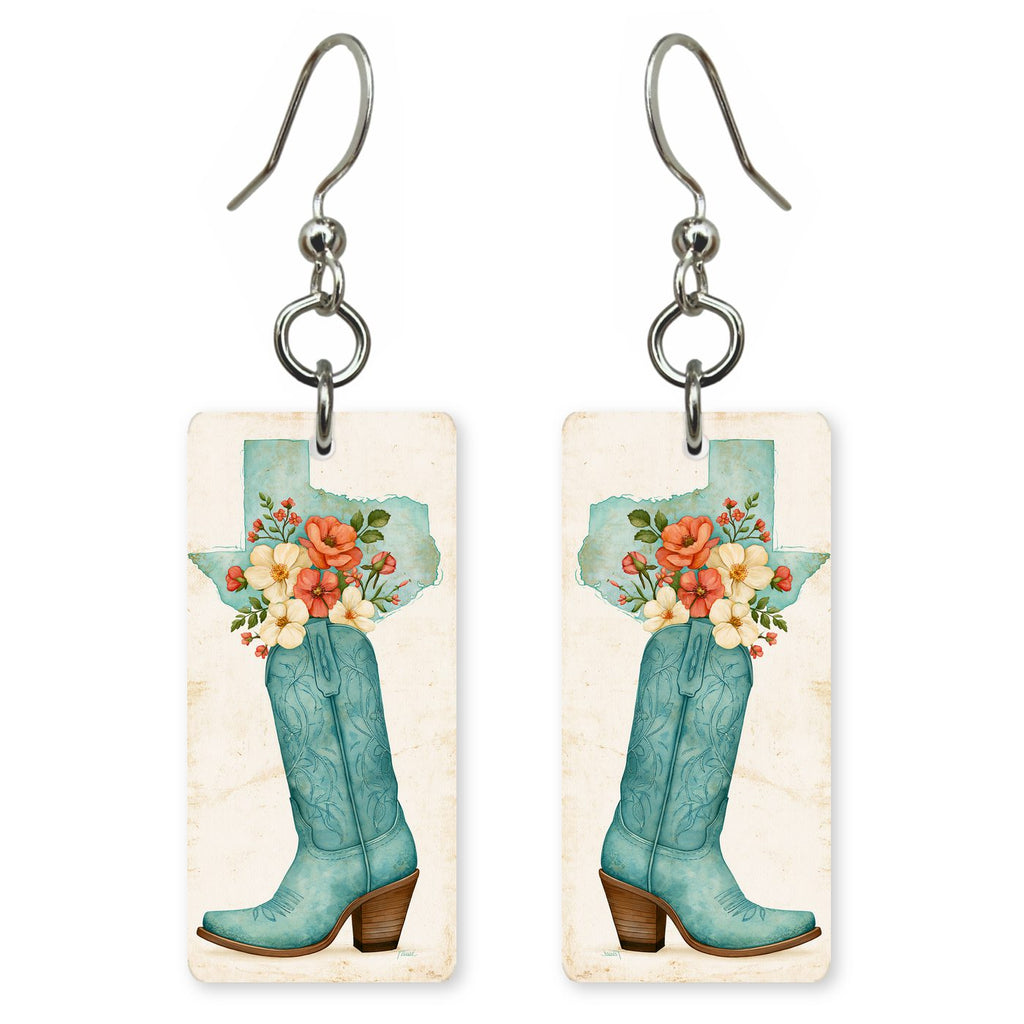 Texas Art — She's Choosing earrings, shown as a pair