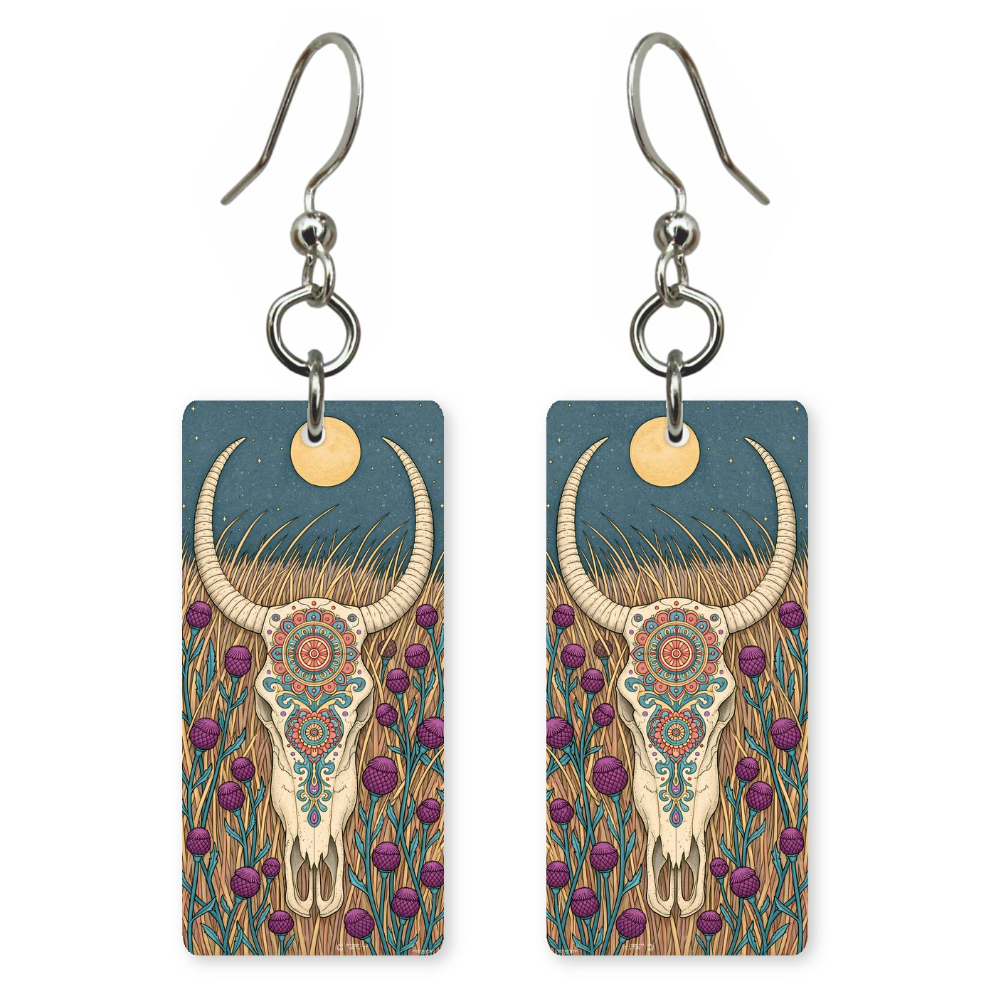 Texas Art — She's Choosing earrings, shown as a pair