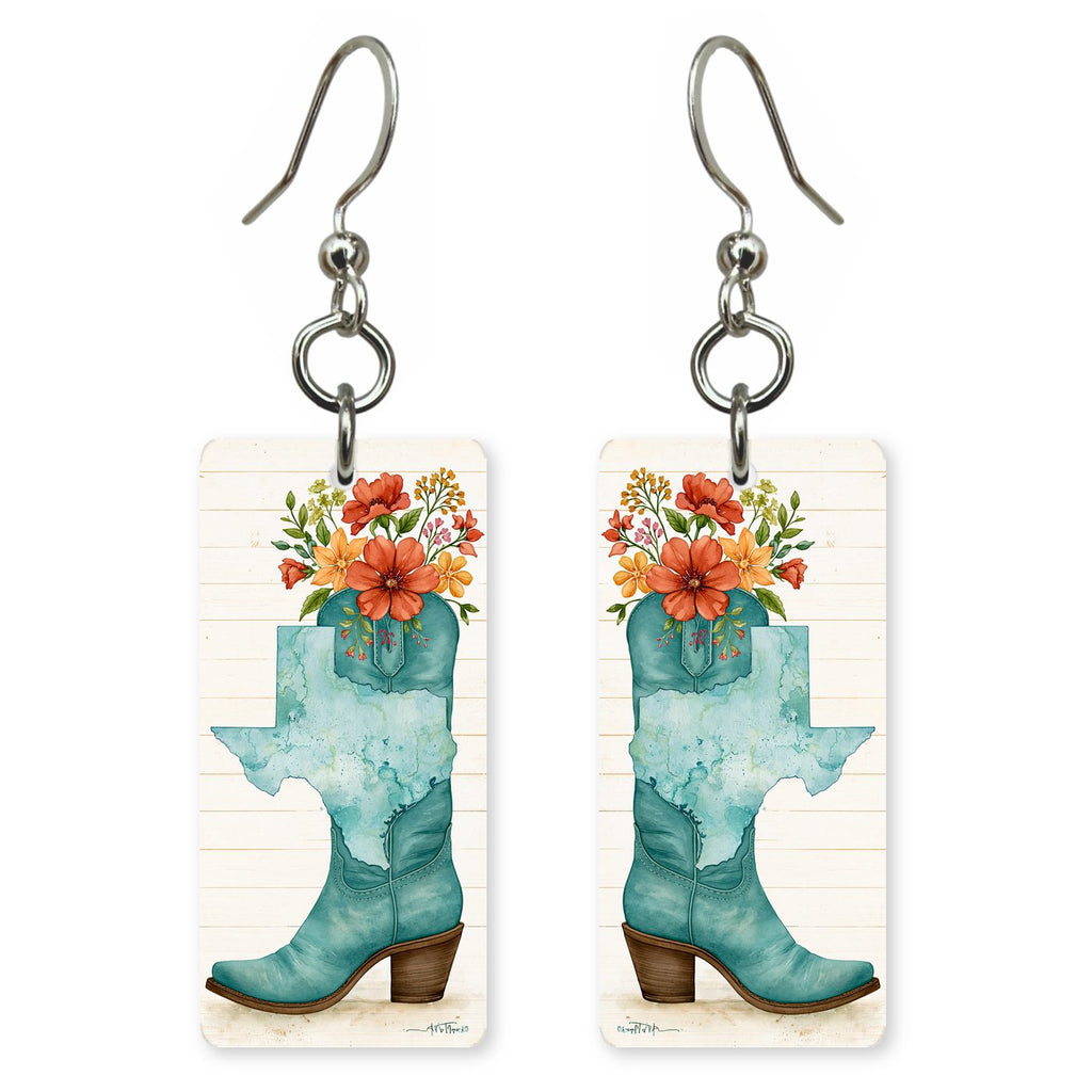 Texas Art — She's Choosing earrings, shown as a pair