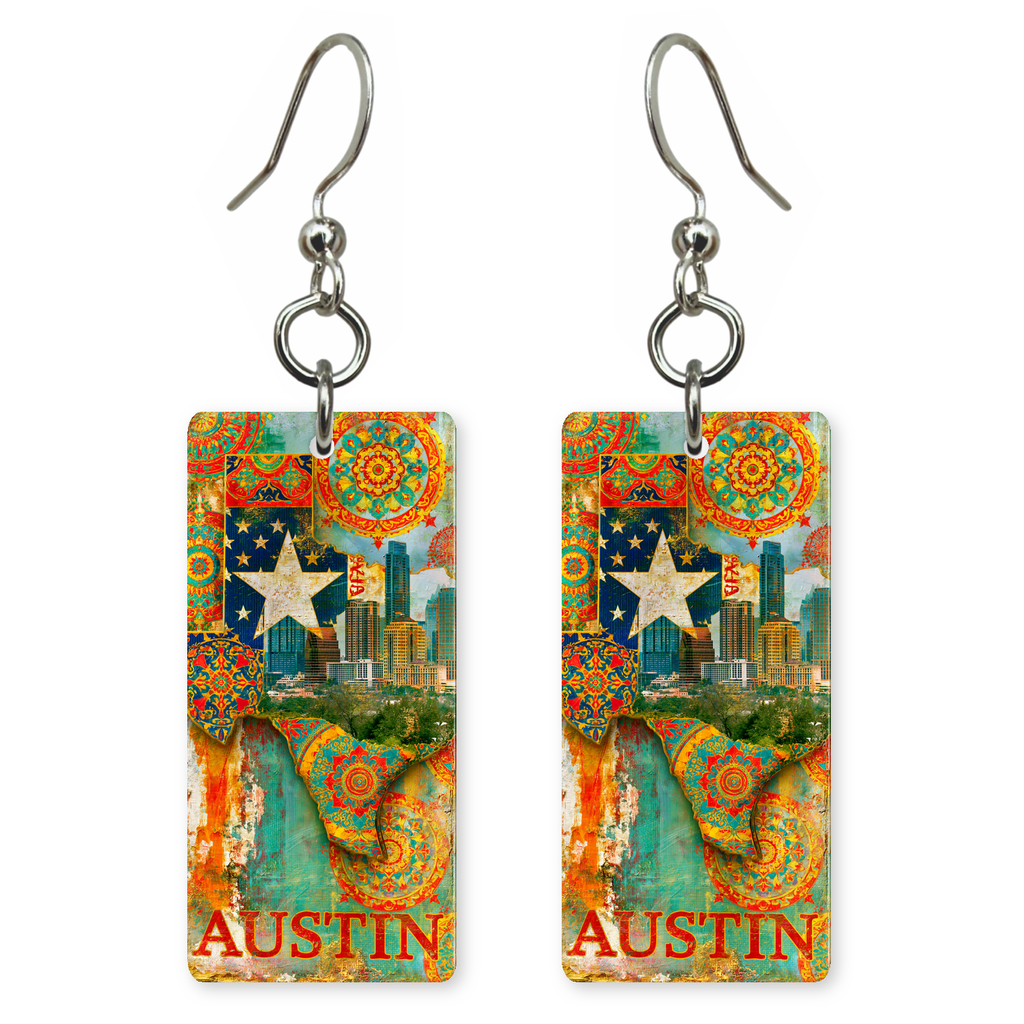 She's Choosing Texas Earrings | Austin Star Collage