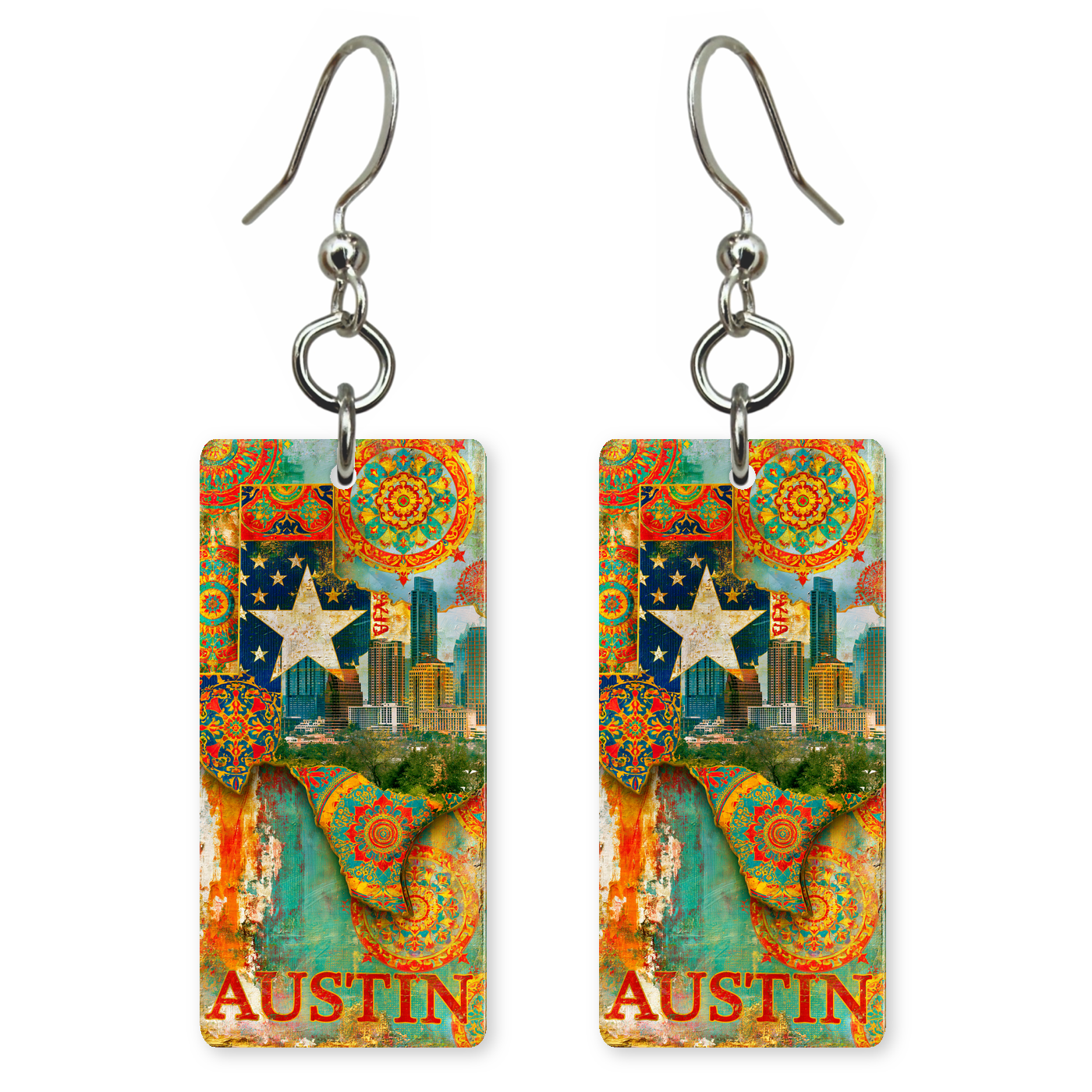 She's Choosing Texas Earrings | Austin Star Collage