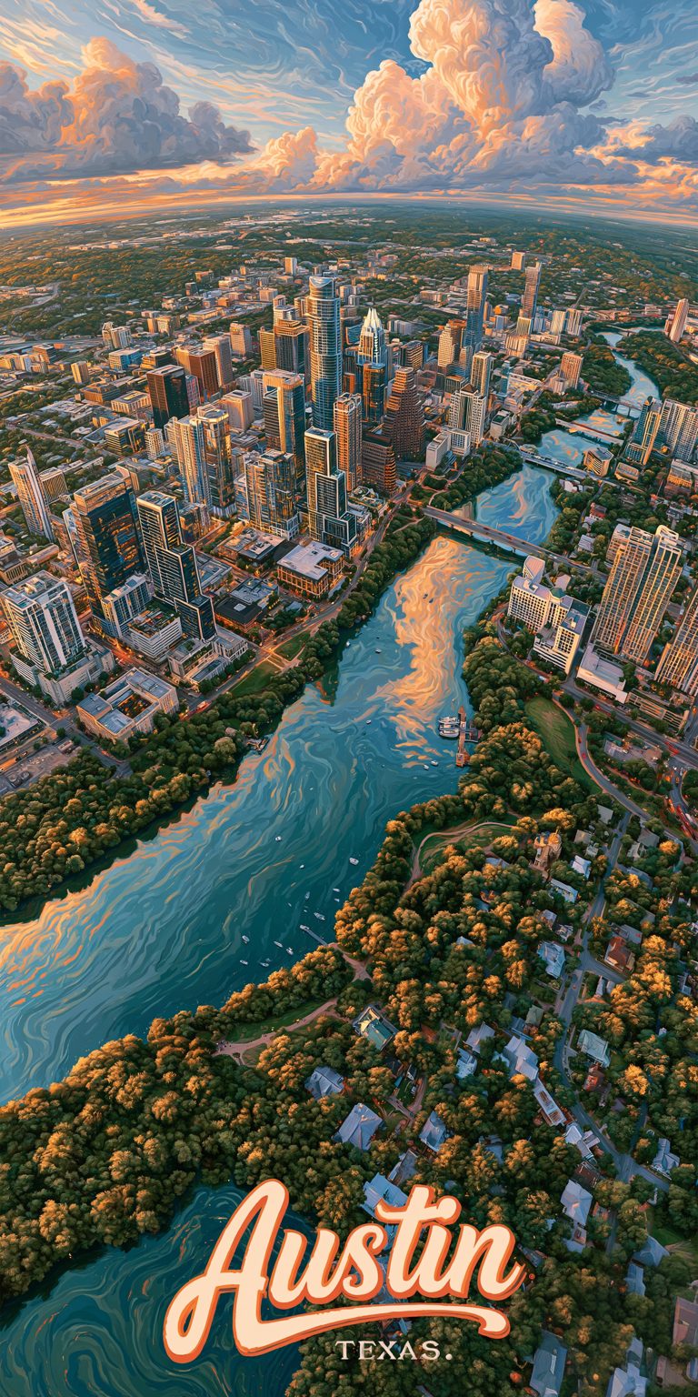 She's Choosing Texas Earrings | Austin Riverfront Aerial