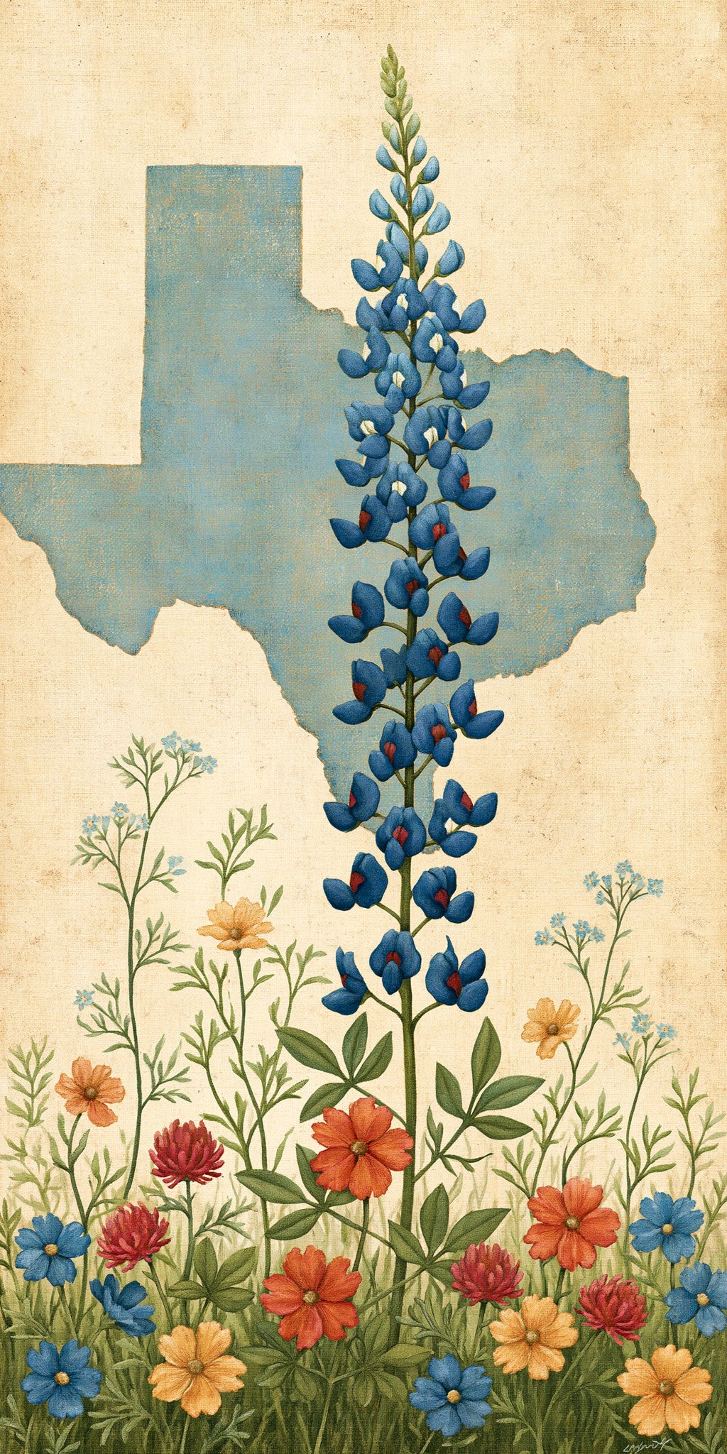 Bluebonnet Silhouette — full design art