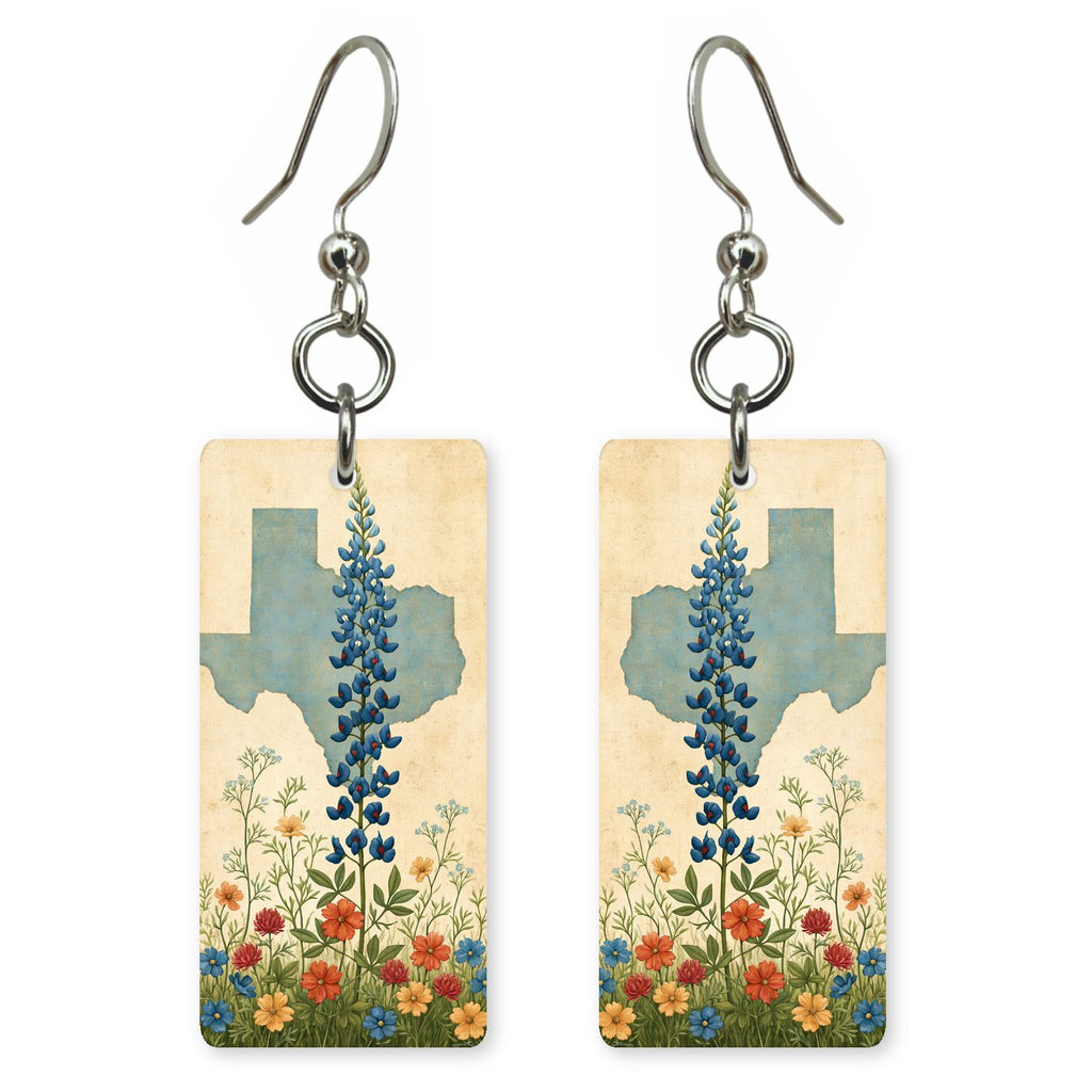 Bluebonnet Silhouette — She's Choosing earrings, shown as a pair