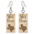 Wood Plank — She's Choosing earrings, shown as a pair