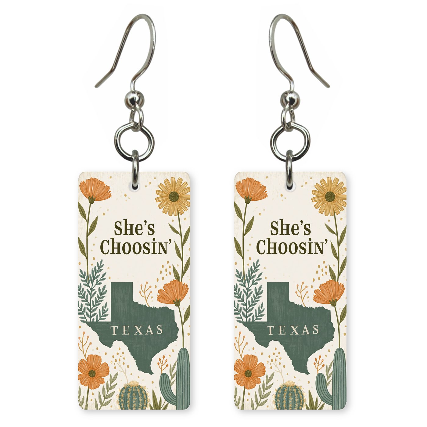 Cactus Florals — She's Choosing earrings, shown as a pair
