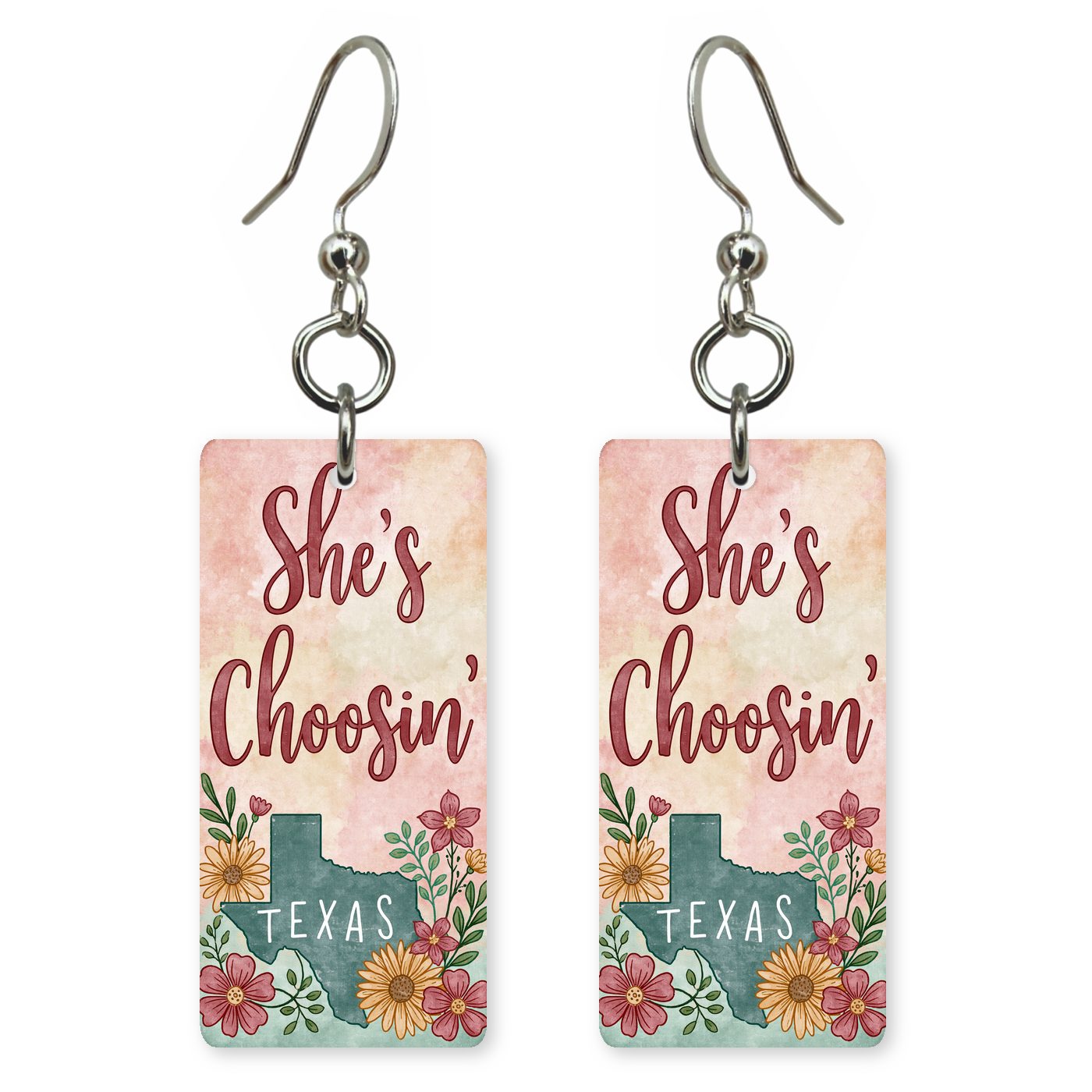 Pink Florals — She's Choosing earrings, shown as a pair