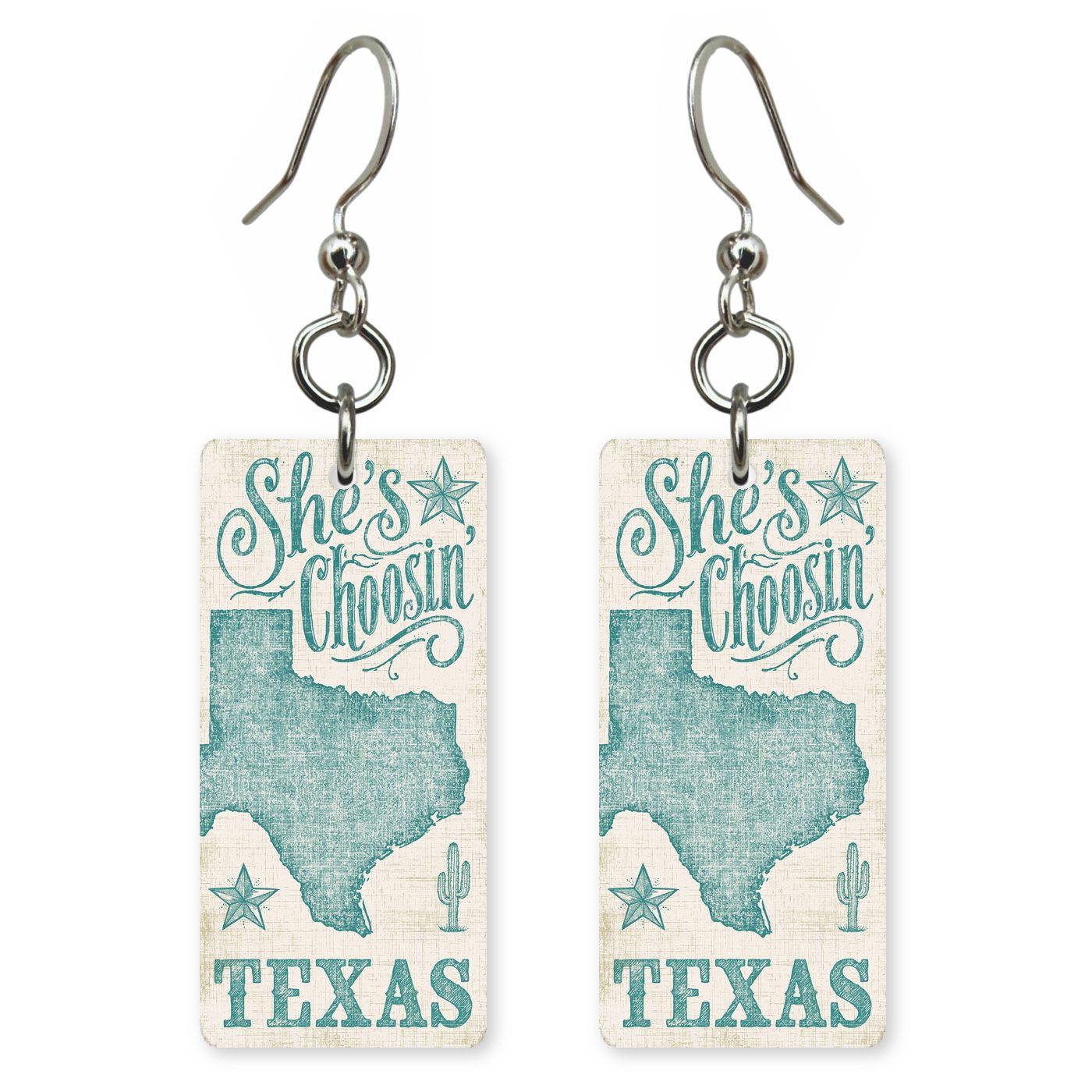 Teal Star — She's Choosing earrings, shown as a pair