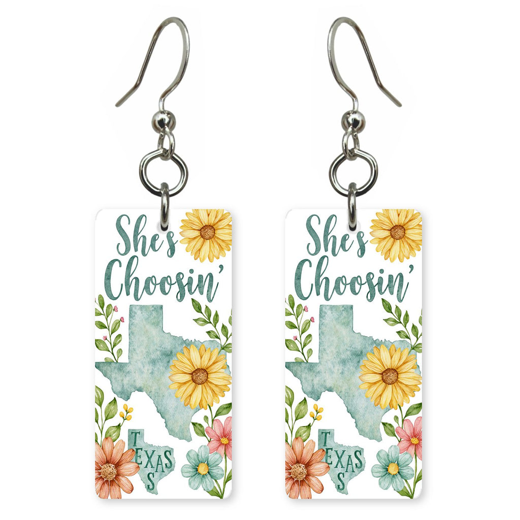 Sunflower Silhouette — She's Choosing earrings, shown as a pair