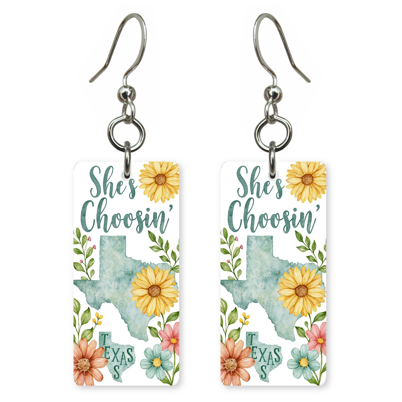 Sunflower Silhouette — She's Choosing earrings, shown as a pair