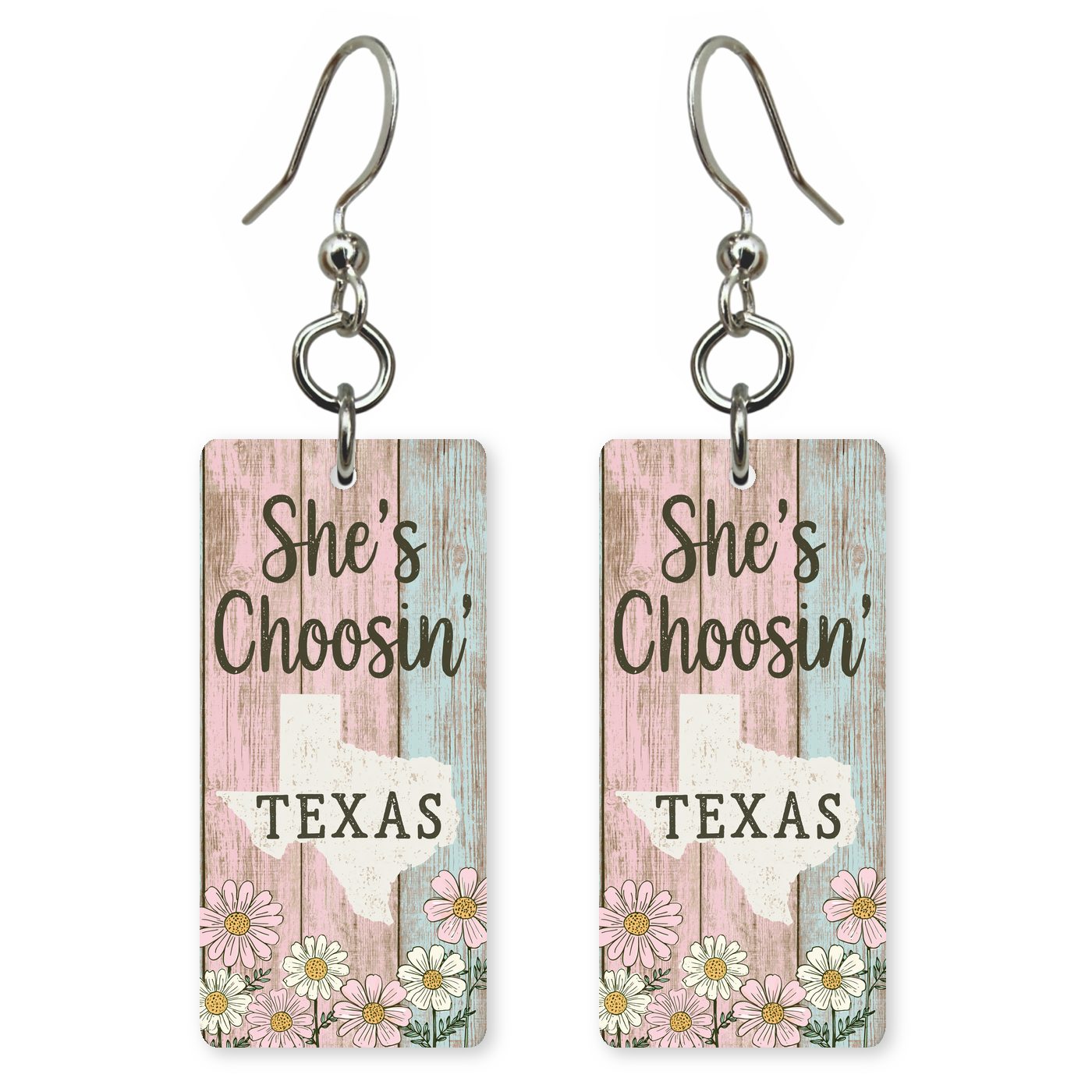 Pink Plank Florals — She's Choosing earrings, shown as a pair