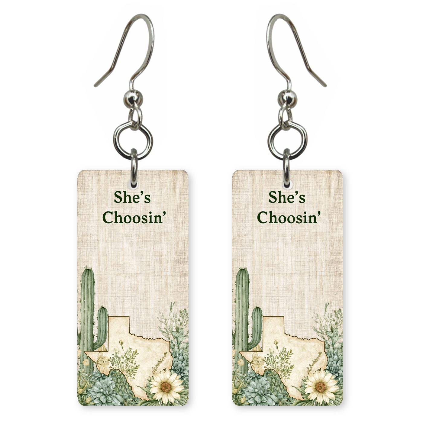 Cactus Cream — She's Choosing earrings, shown as a pair