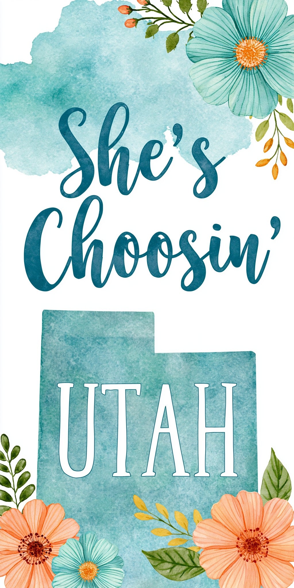 Watercolor Teal — full design art