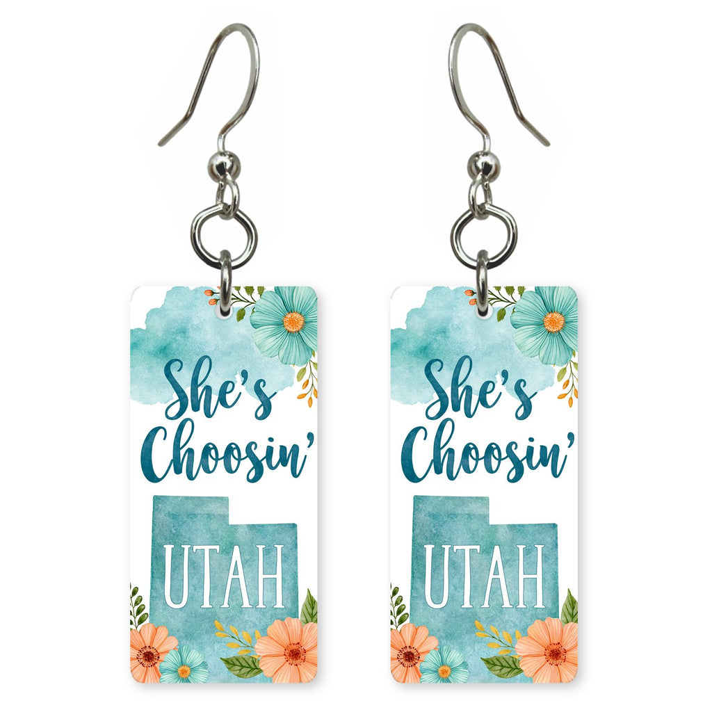 Watercolor Teal — She's Choosing earrings, shown as a pair