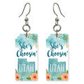 Watercolor Teal — She's Choosing earrings, shown as a pair