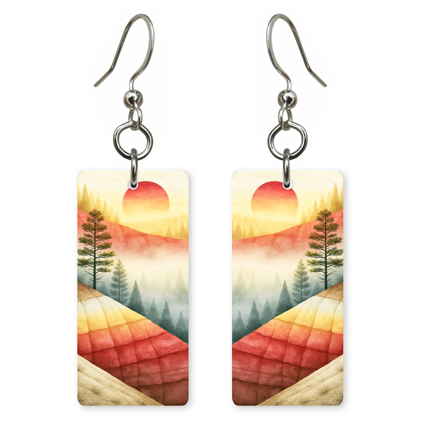 Goblin Hoodoos Sunrise Mist — She's Choosing earrings, shown as a pair