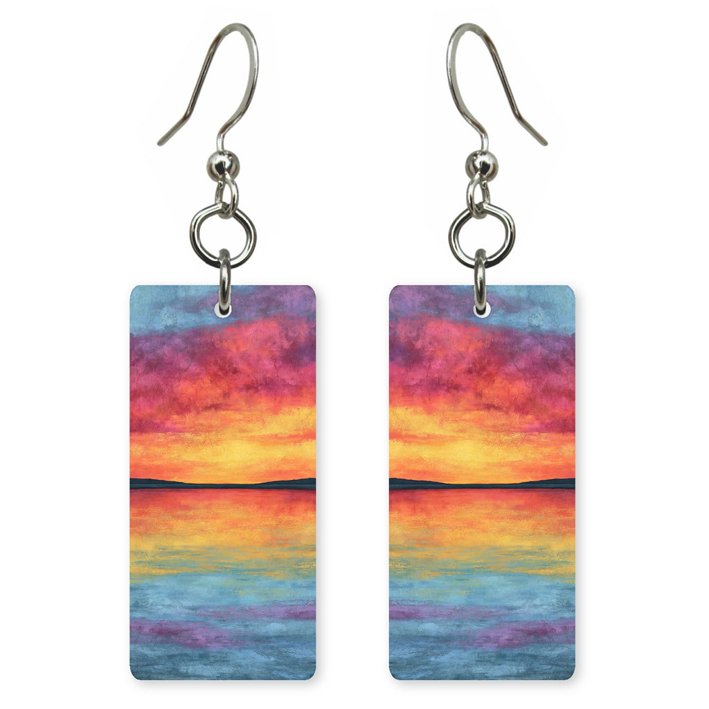 Great Salt Lake Sunset — She's Choosing earrings, shown as a pair