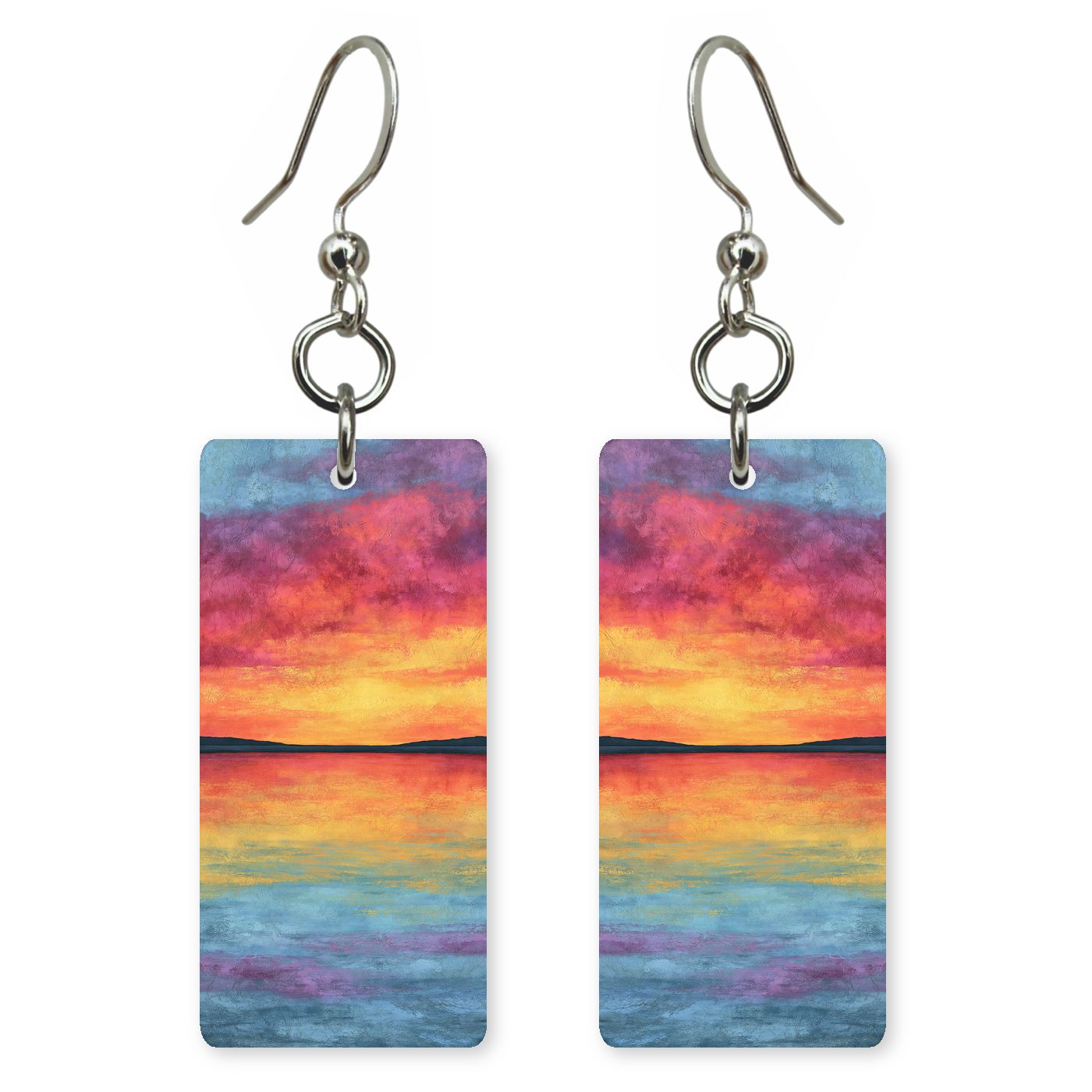 Great Salt Lake Sunset — She's Choosing earrings, shown as a pair