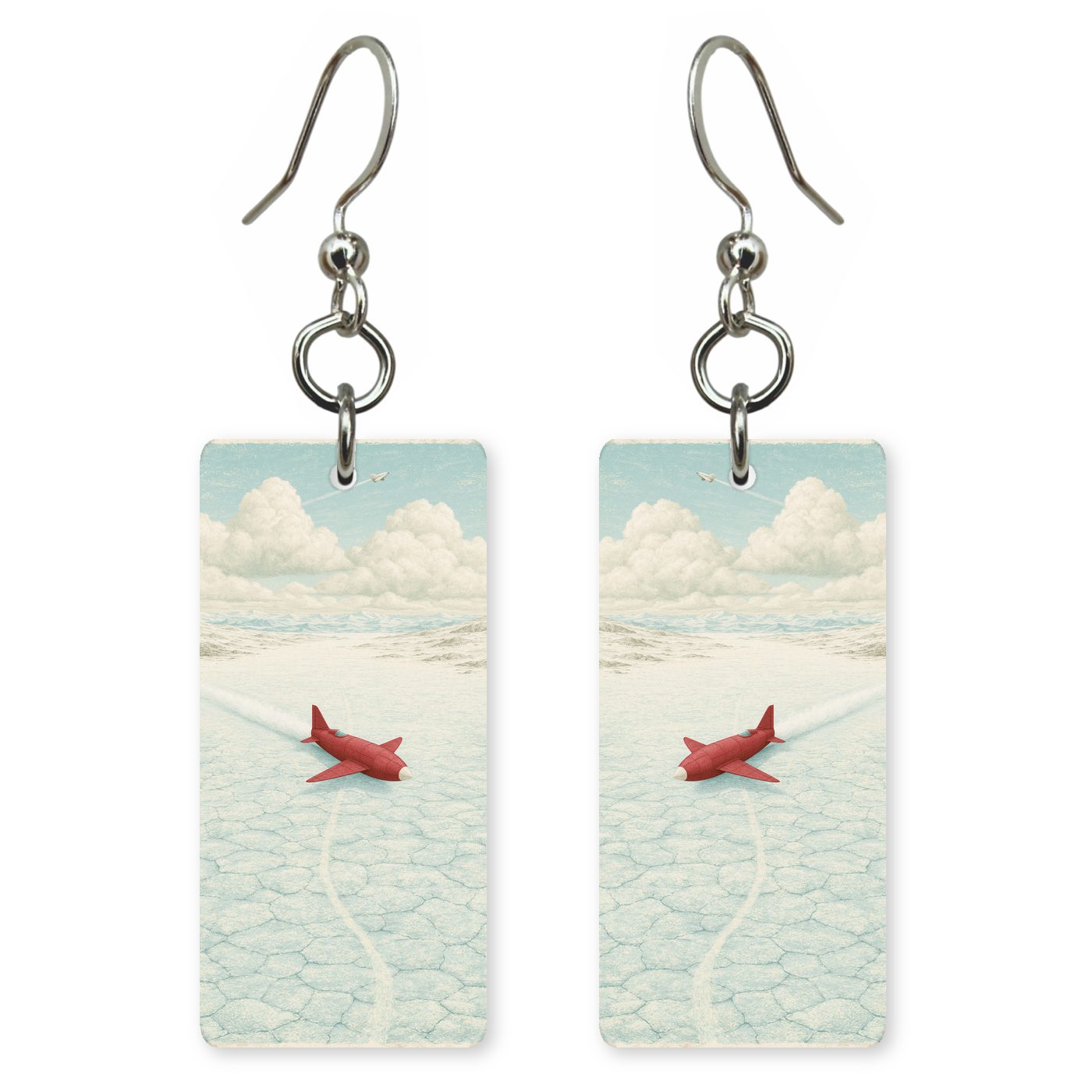 Land-speed Racer Streaking Across — She's Choosing earrings, shown as a pair