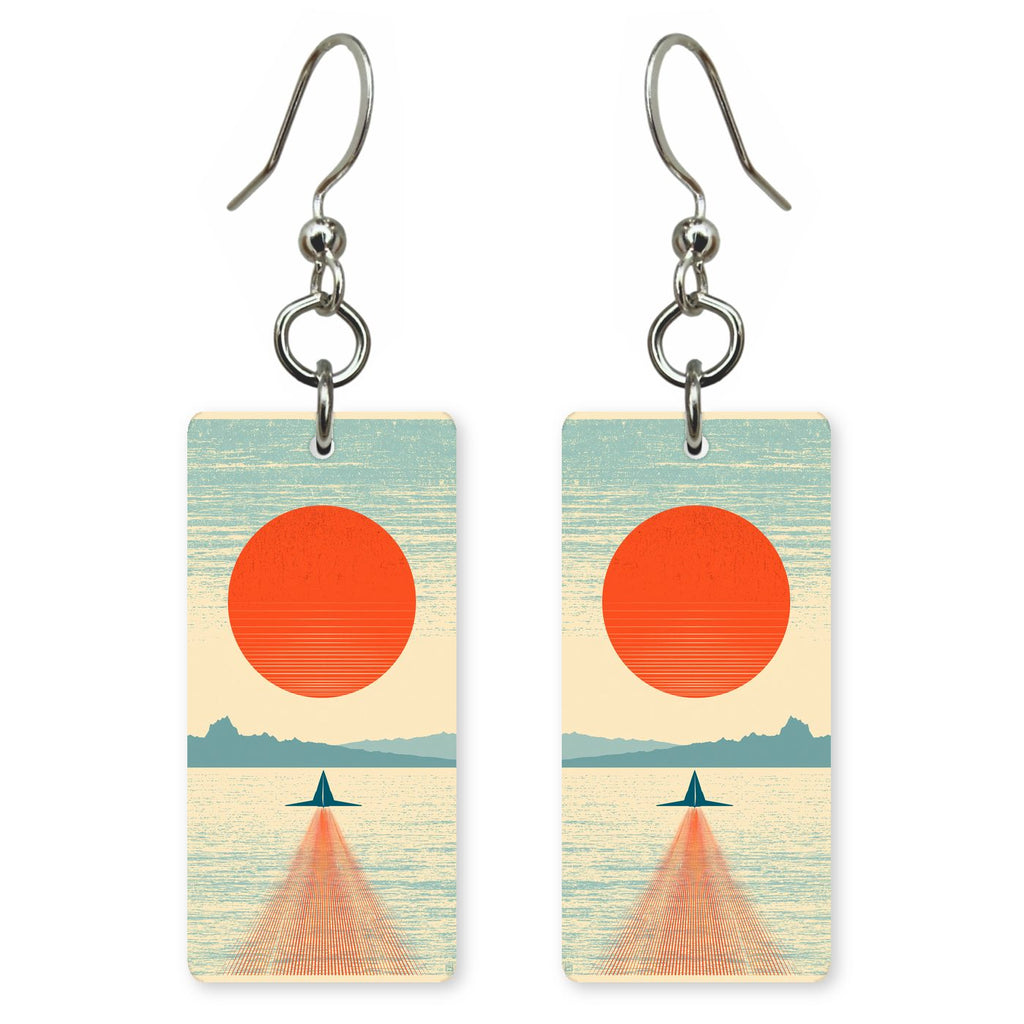 Land-speed Racer Streaking Across — She's Choosing earrings, shown as a pair