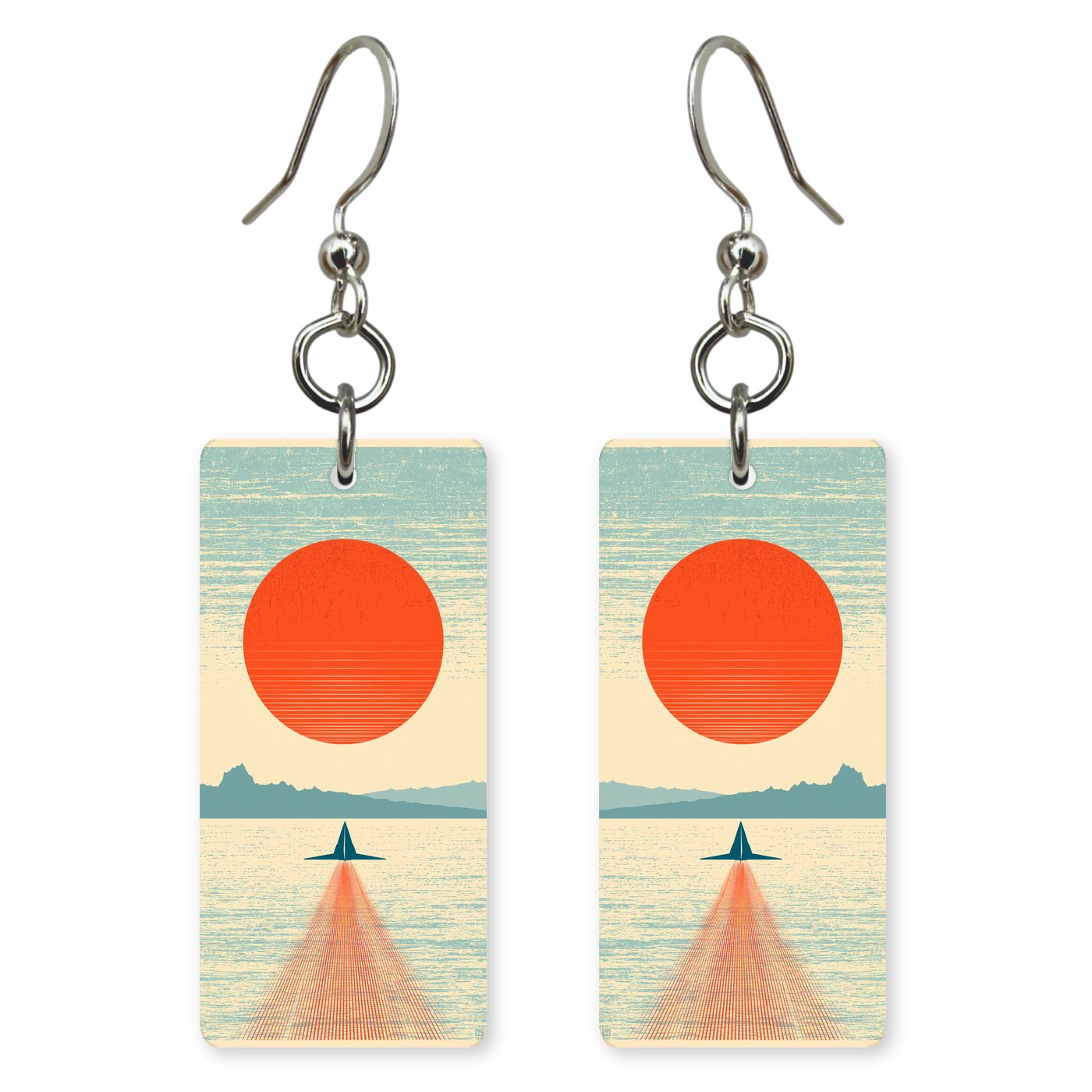 Land-speed Racer Streaking Across — She's Choosing earrings, shown as a pair