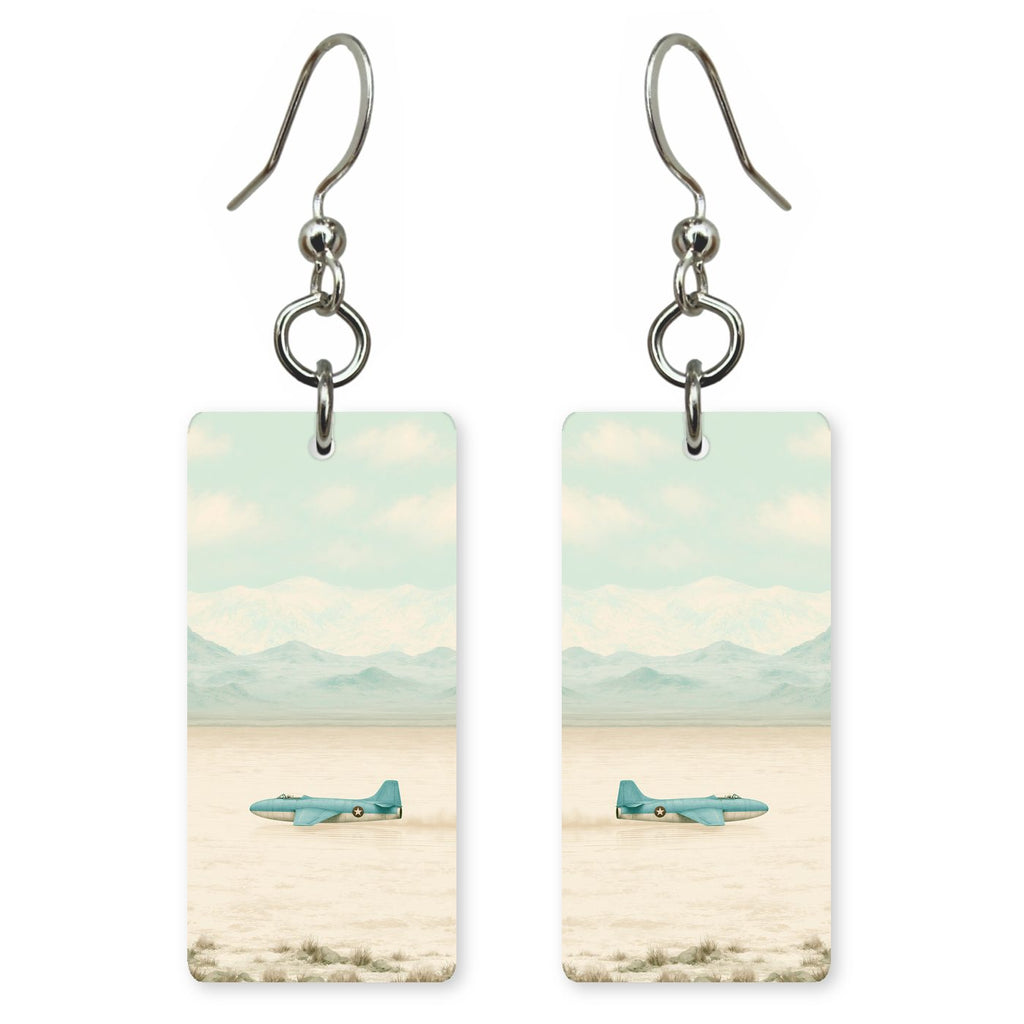 Land-speed Racer Streaking Across — She's Choosing earrings, shown as a pair