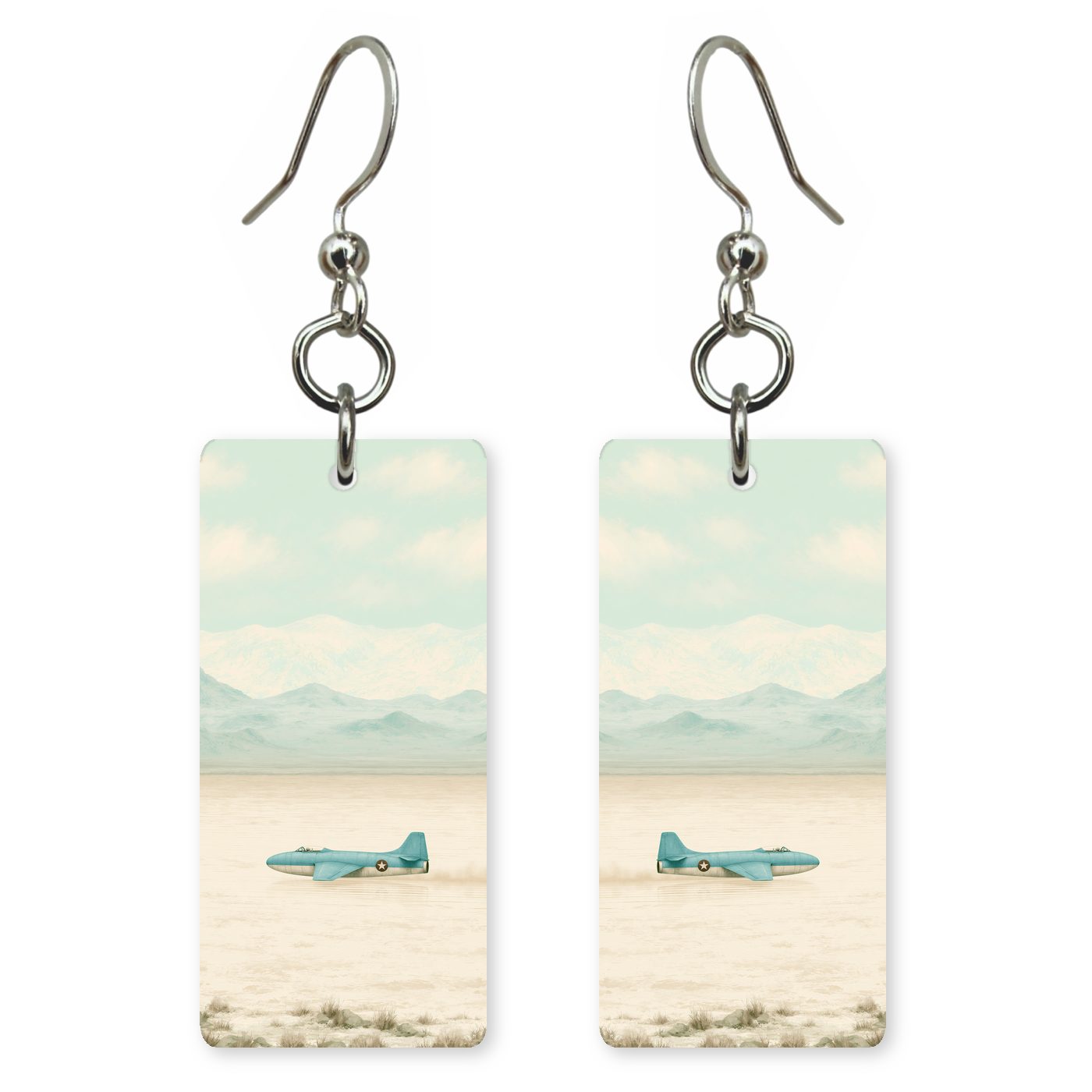 Land-speed Racer Streaking Across — She's Choosing earrings, shown as a pair