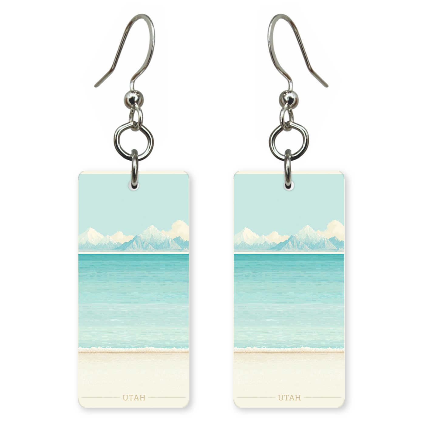 Salt Flats Text Utah — She's Choosing earrings, shown as a pair