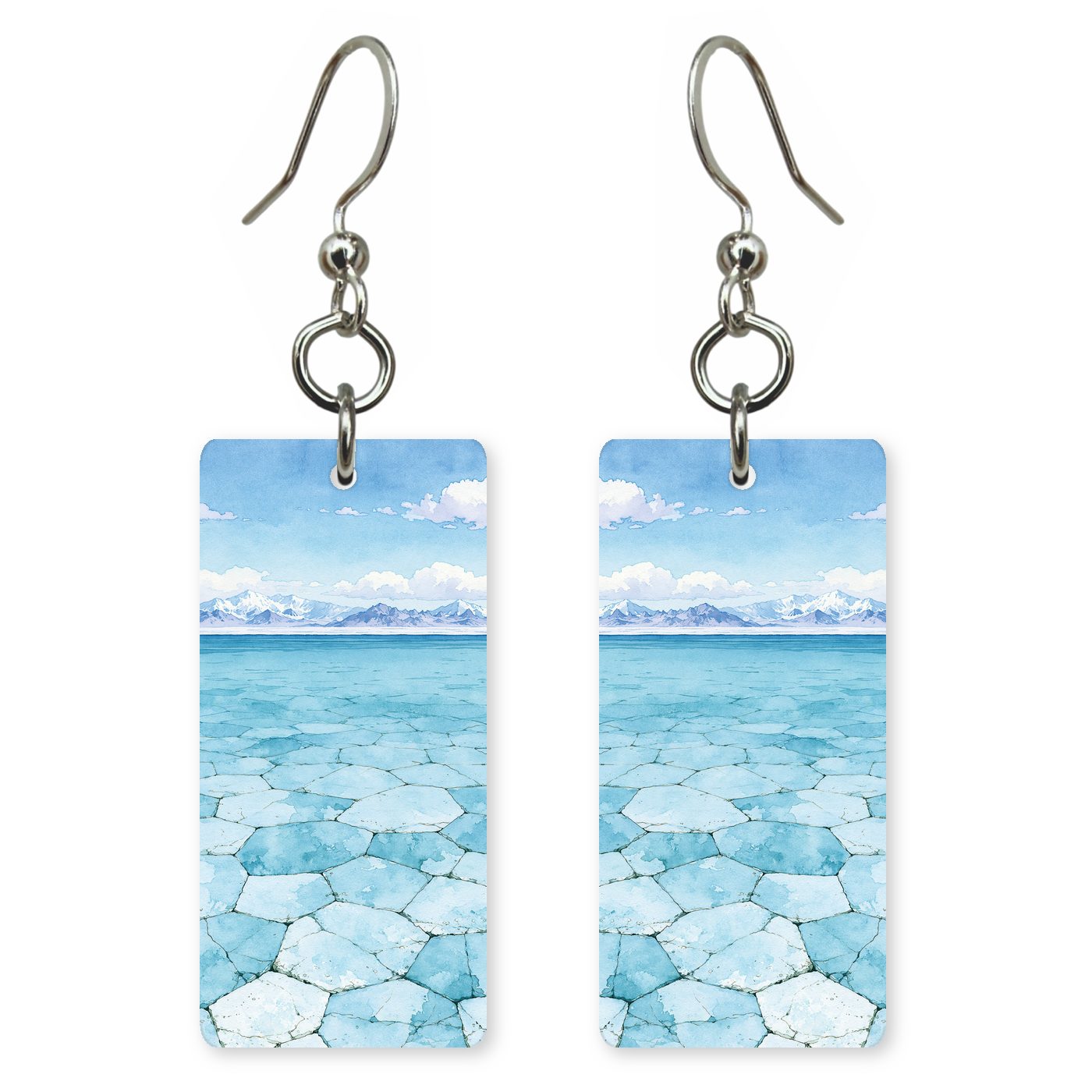 Salt Polygon Texture Close-up — She's Choosing earrings, shown as a pair