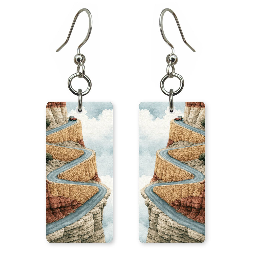 Shafer Trail Switchbacks Zigzagging — She's Choosing earrings, shown as a pair