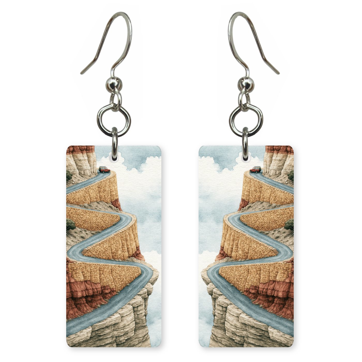 Shafer Trail Switchbacks Zigzagging — She's Choosing earrings, shown as a pair