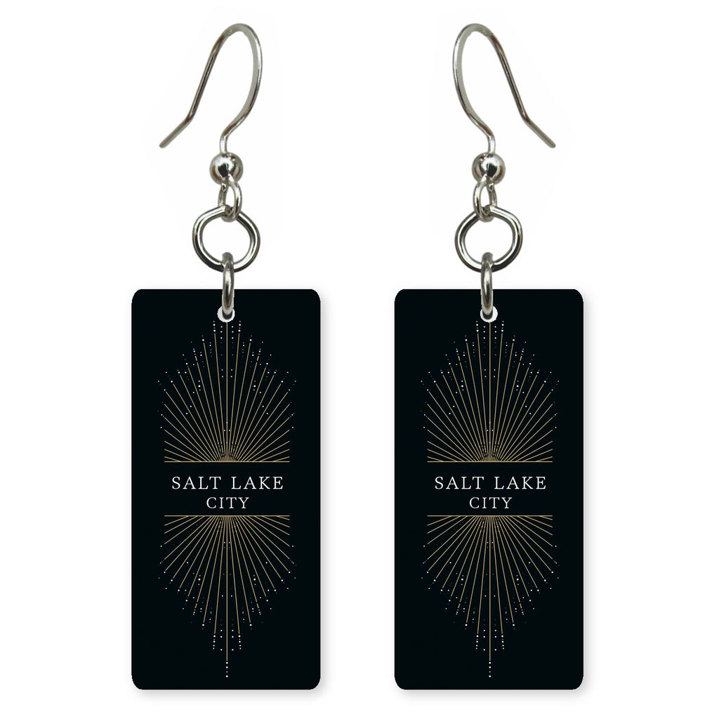 Ski Runs Text Salt — She's Choosing earrings, shown as a pair