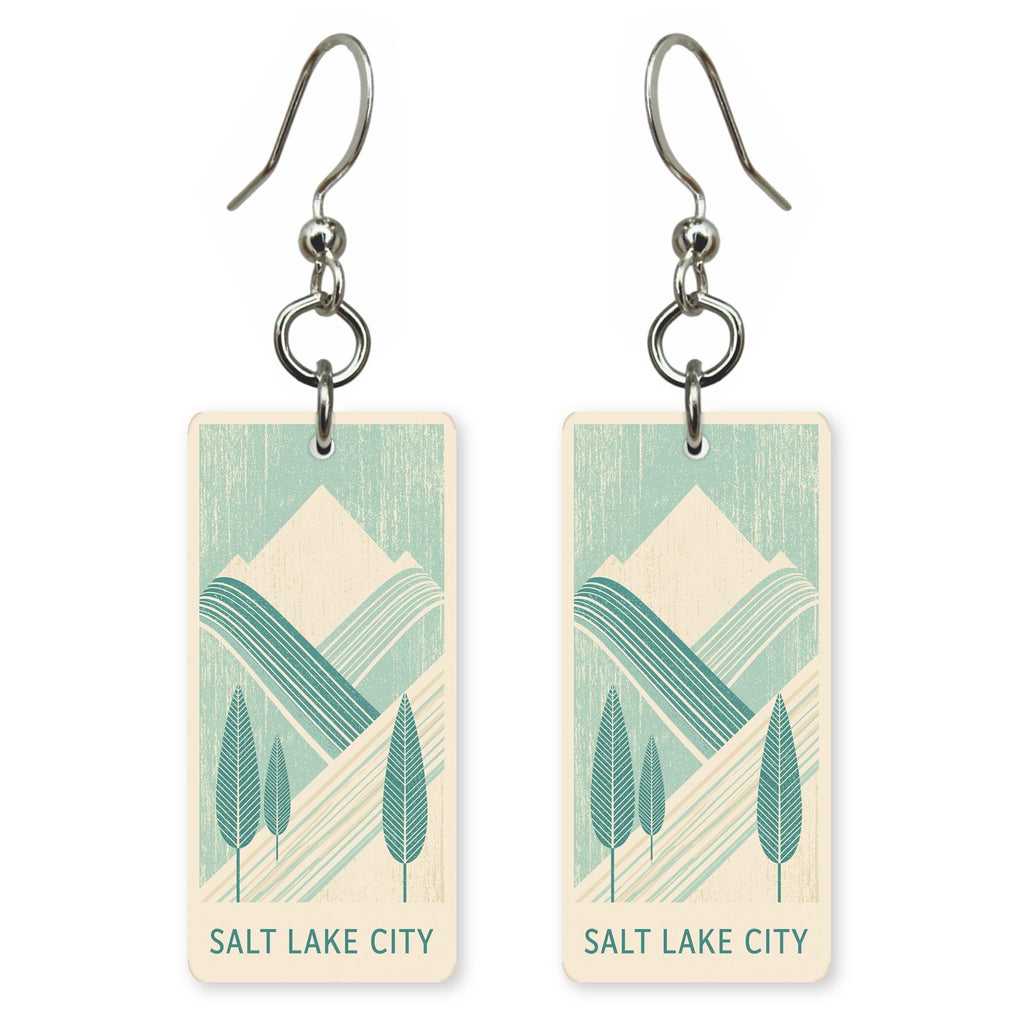 Ski Runs Text Salt — She's Choosing earrings, shown as a pair
