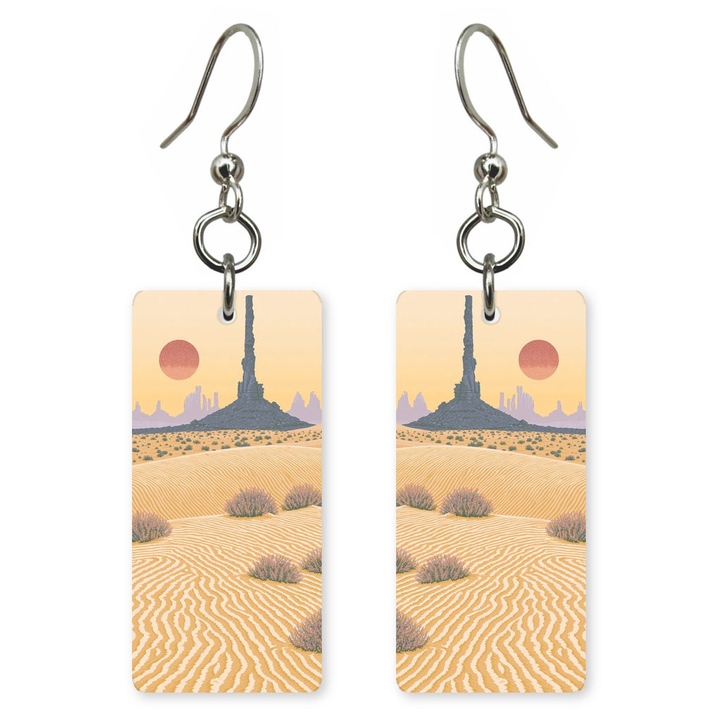 Totem Pole Spire Sand — She's Choosing earrings, shown as a pair