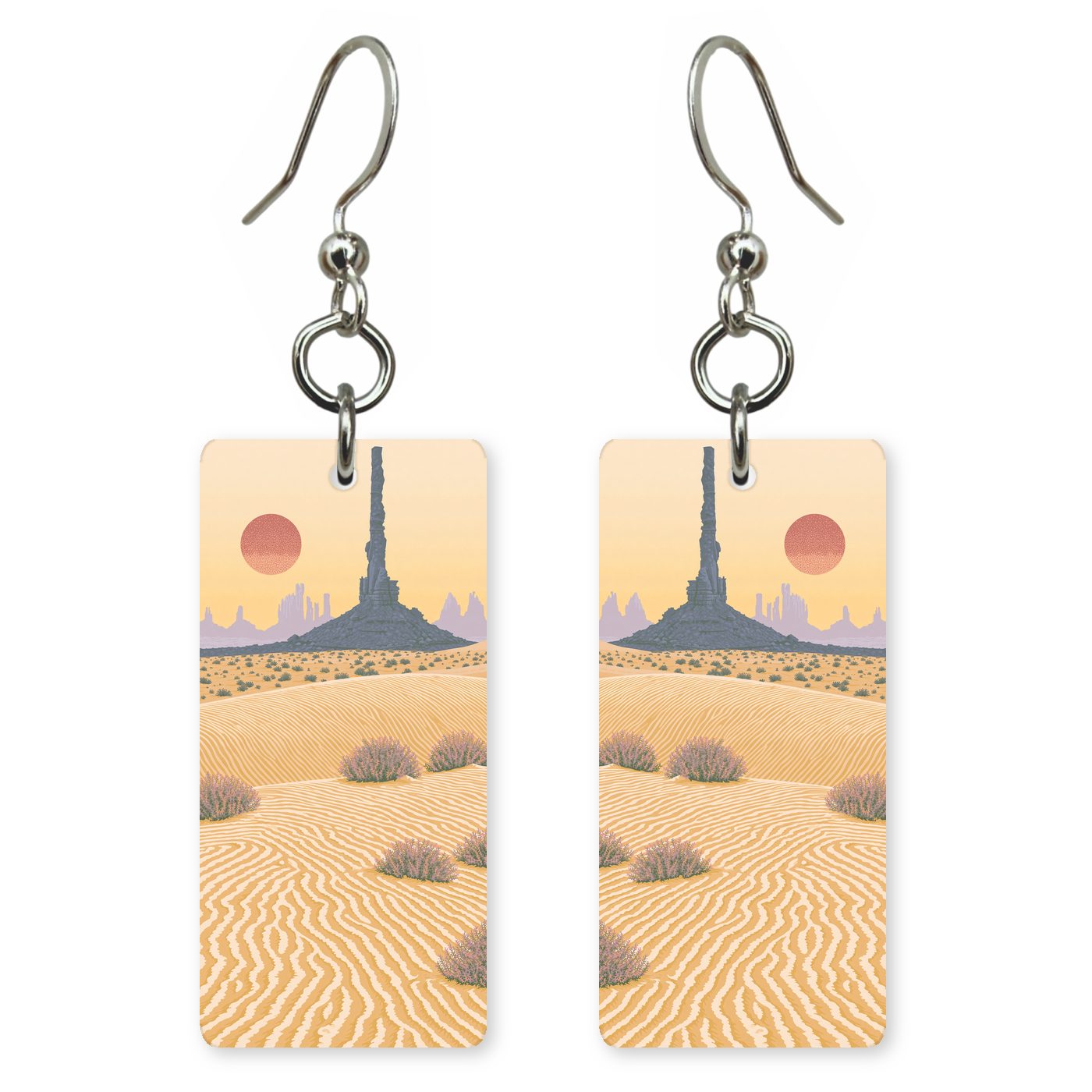 Totem Pole Spire Sand — She's Choosing earrings, shown as a pair