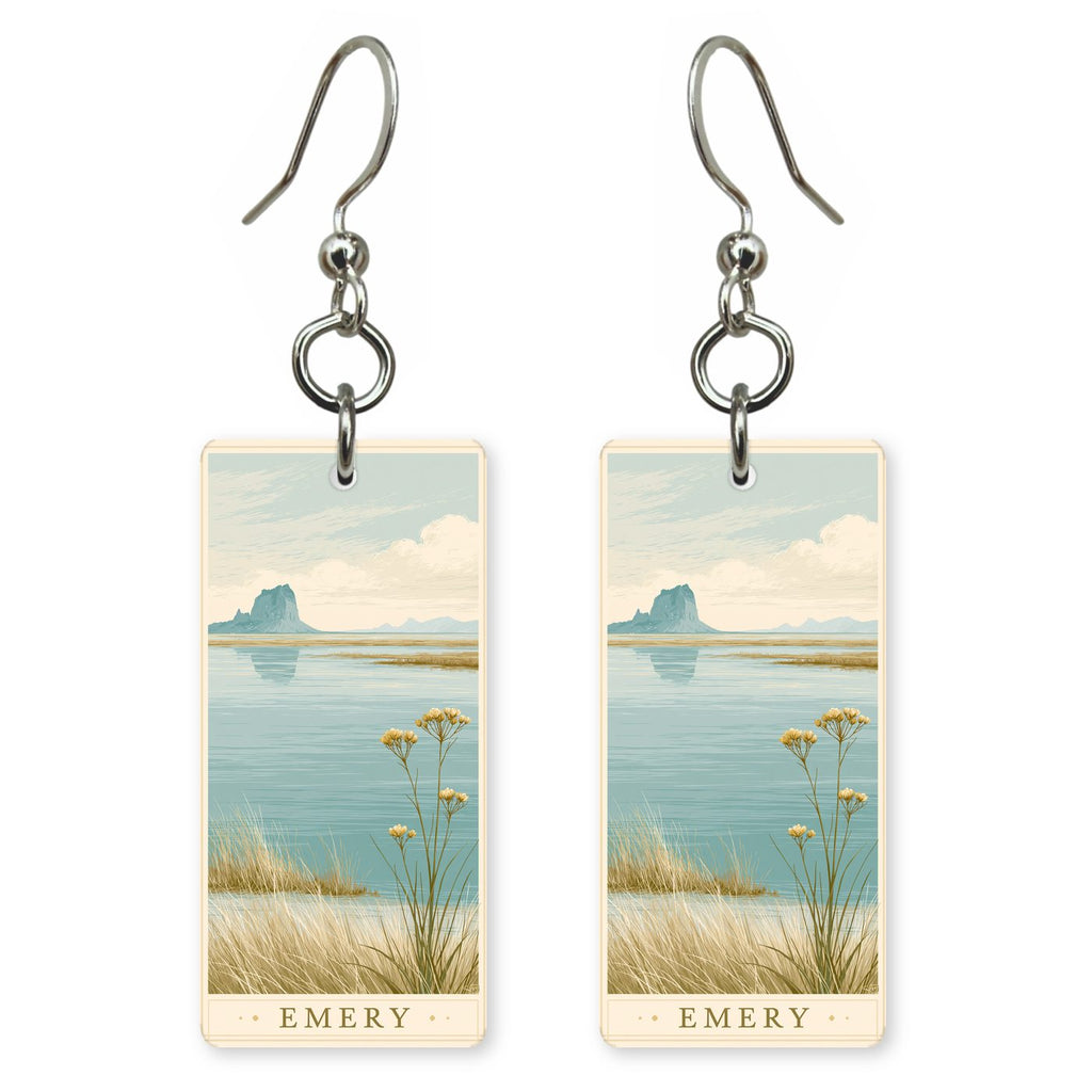 Wild Horse Butte Text — She's Choosing earrings, shown as a pair