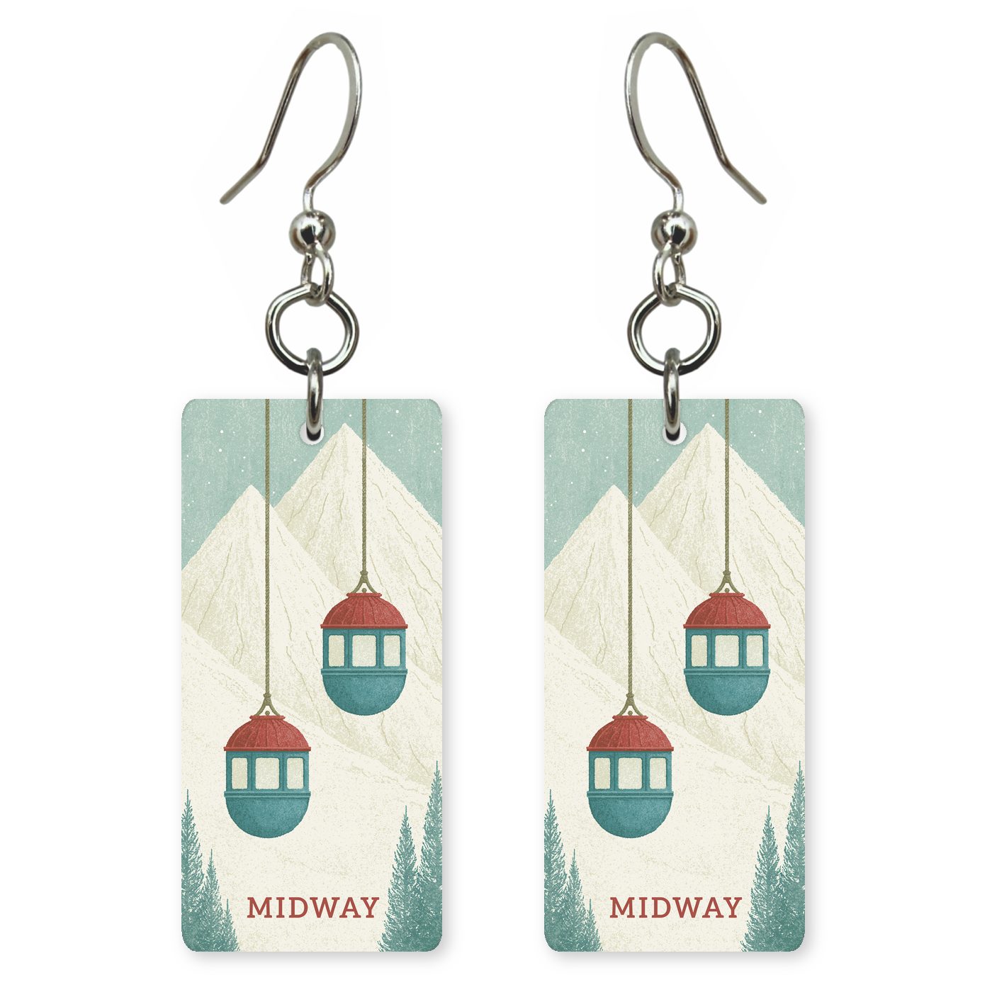 Aspen Pass Text Midway — She's Choosing earrings, shown as a pair