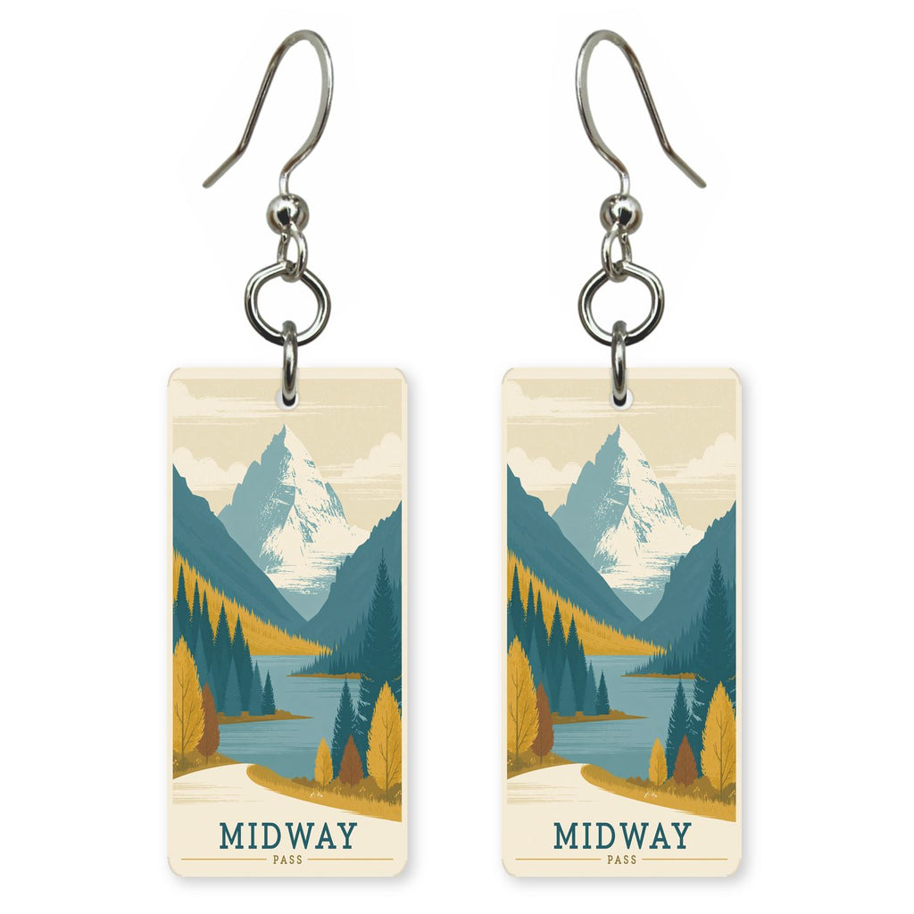 Aspen Pass Text Midway — She's Choosing earrings, shown as a pair