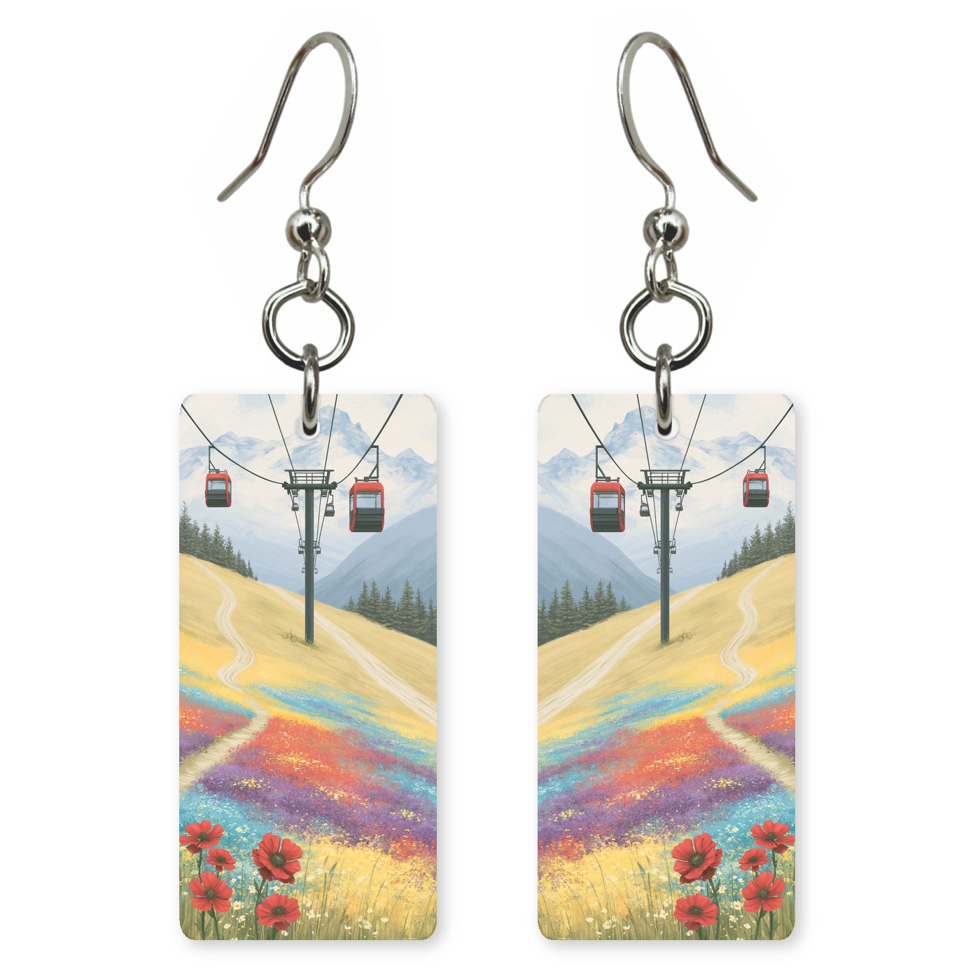 Chairlift Rising Wildflower Slopes — She's Choosing earrings, shown as a pair