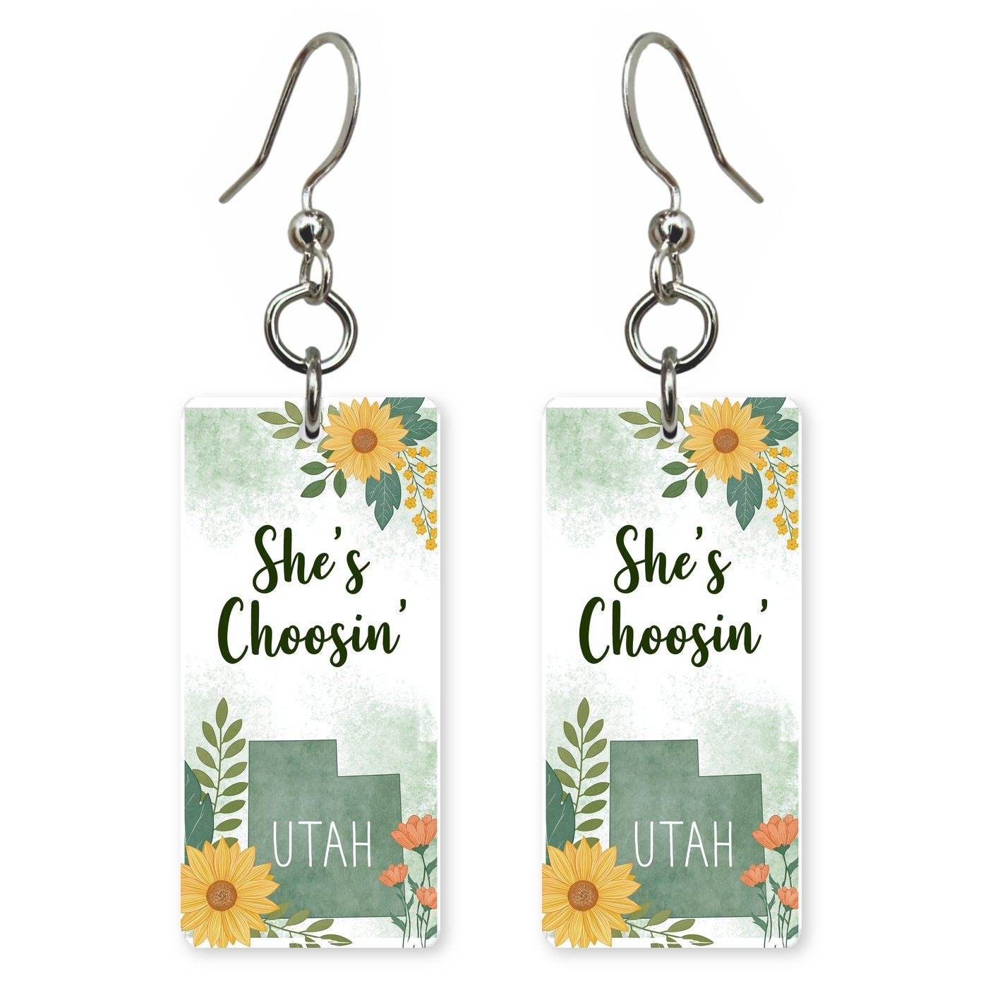 Floral Corners — She's Choosing earrings, shown as a pair
